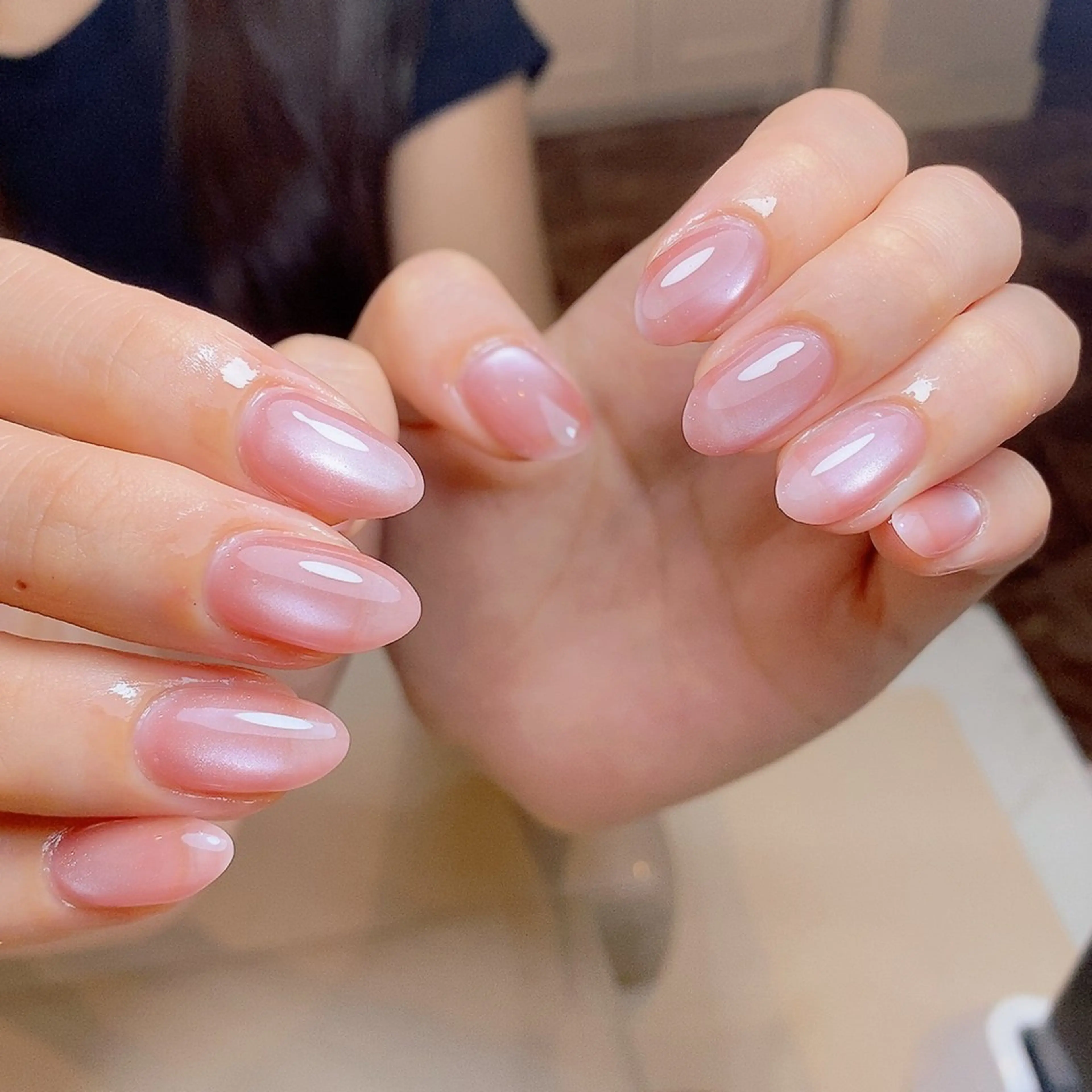 ネイル アートネイル オーロラネイル クリアネイル 長さ出し フレンチネイル K Kのネイルデザイン