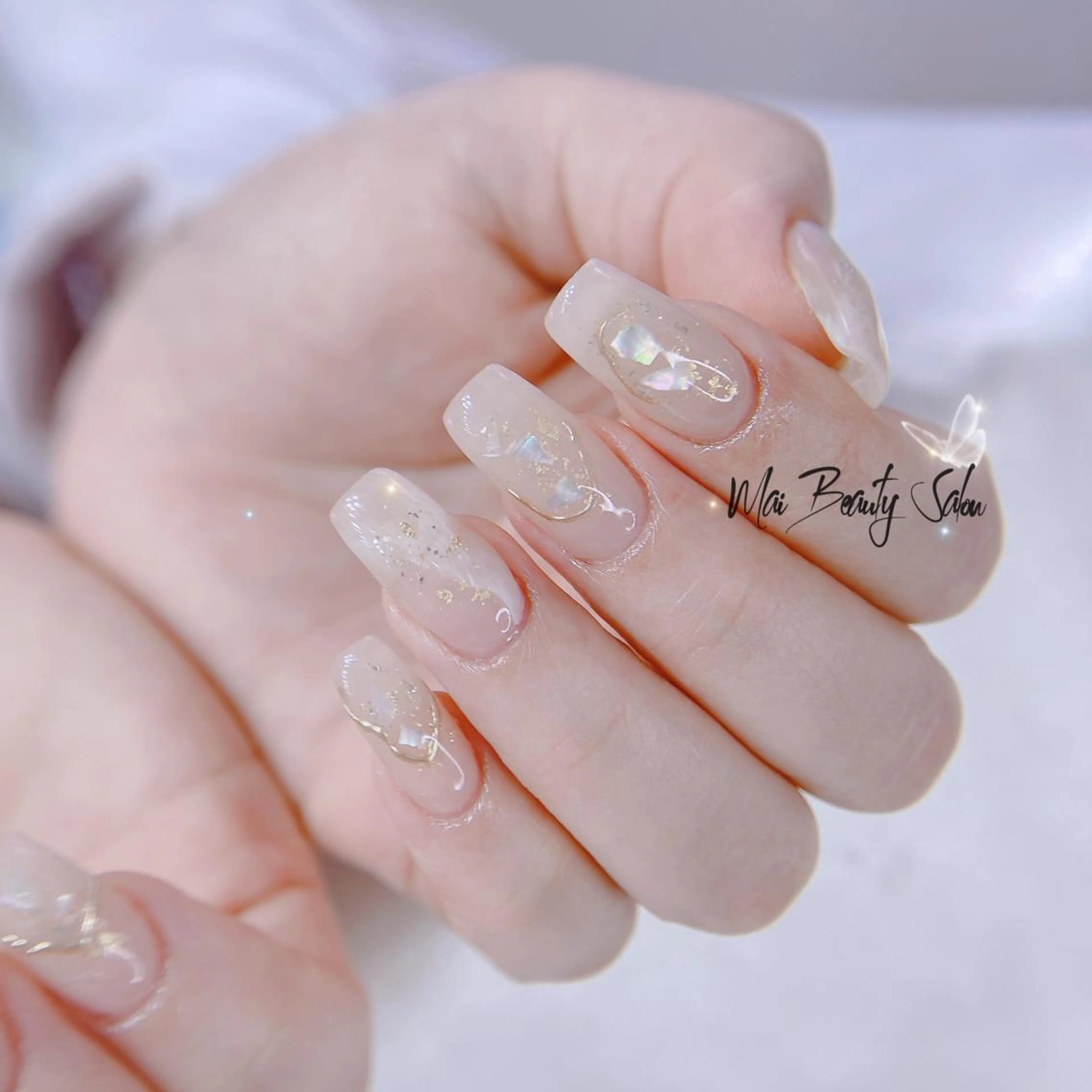 ネイル オーロラネイル チークネイル 長さ出し フラッシュネイル フットネイル MaiBeauty マイ マイのネイルデザイン