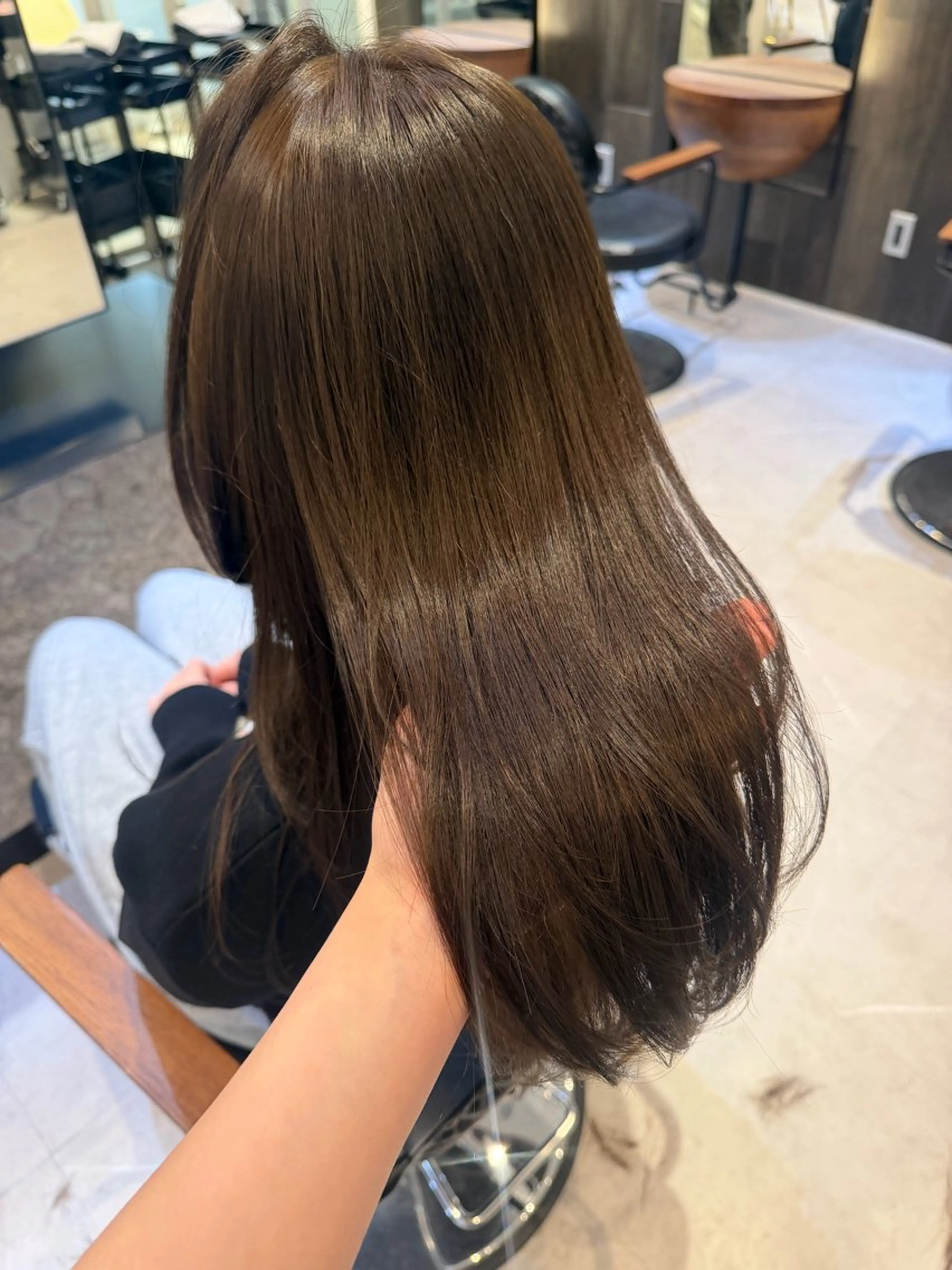 ロング カット ヘアカラー トリートメント オリーブカラー🫒/ ハッシュカット/みゆのヘアスタイル