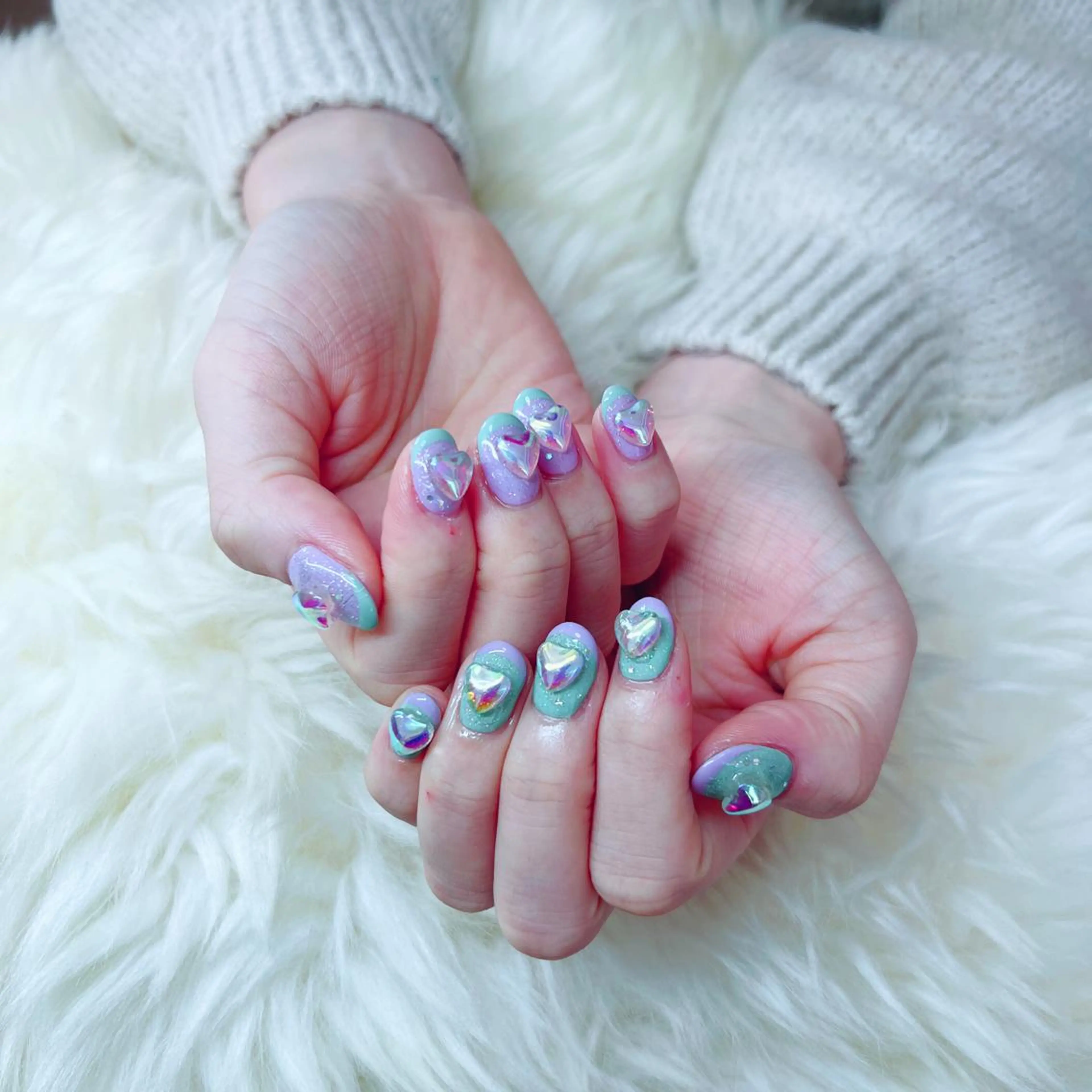 ミディアム ハンドネイル ハンドケア 💜MIYA nail川崎店のネイルデザイン