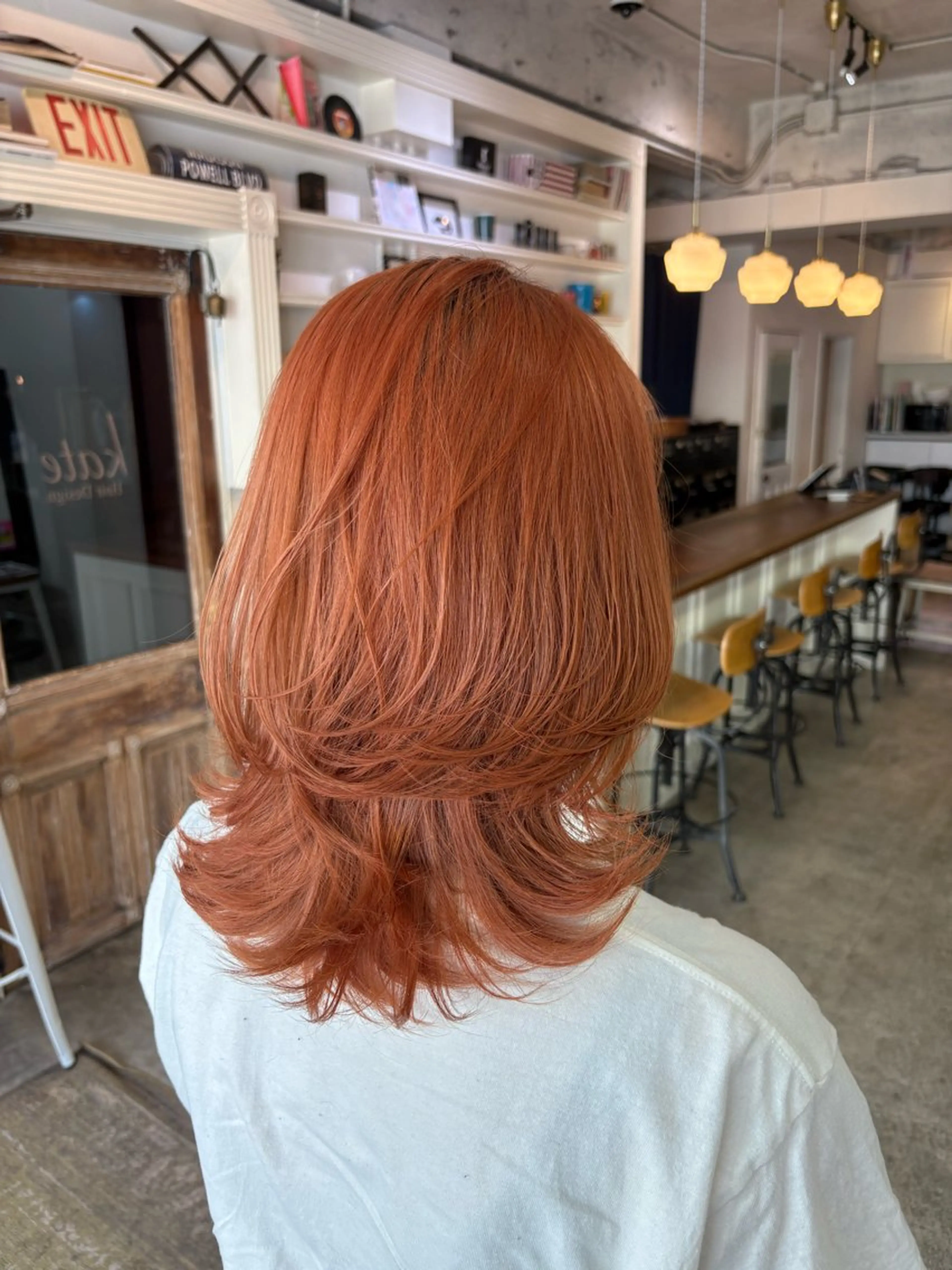 ミディアム カラー ヘアアレンジ オレンジ レイヤーカット カット ヘアカラー トリートメント 山崎 澪 レイヤーカット/大宮のヘアスタイル