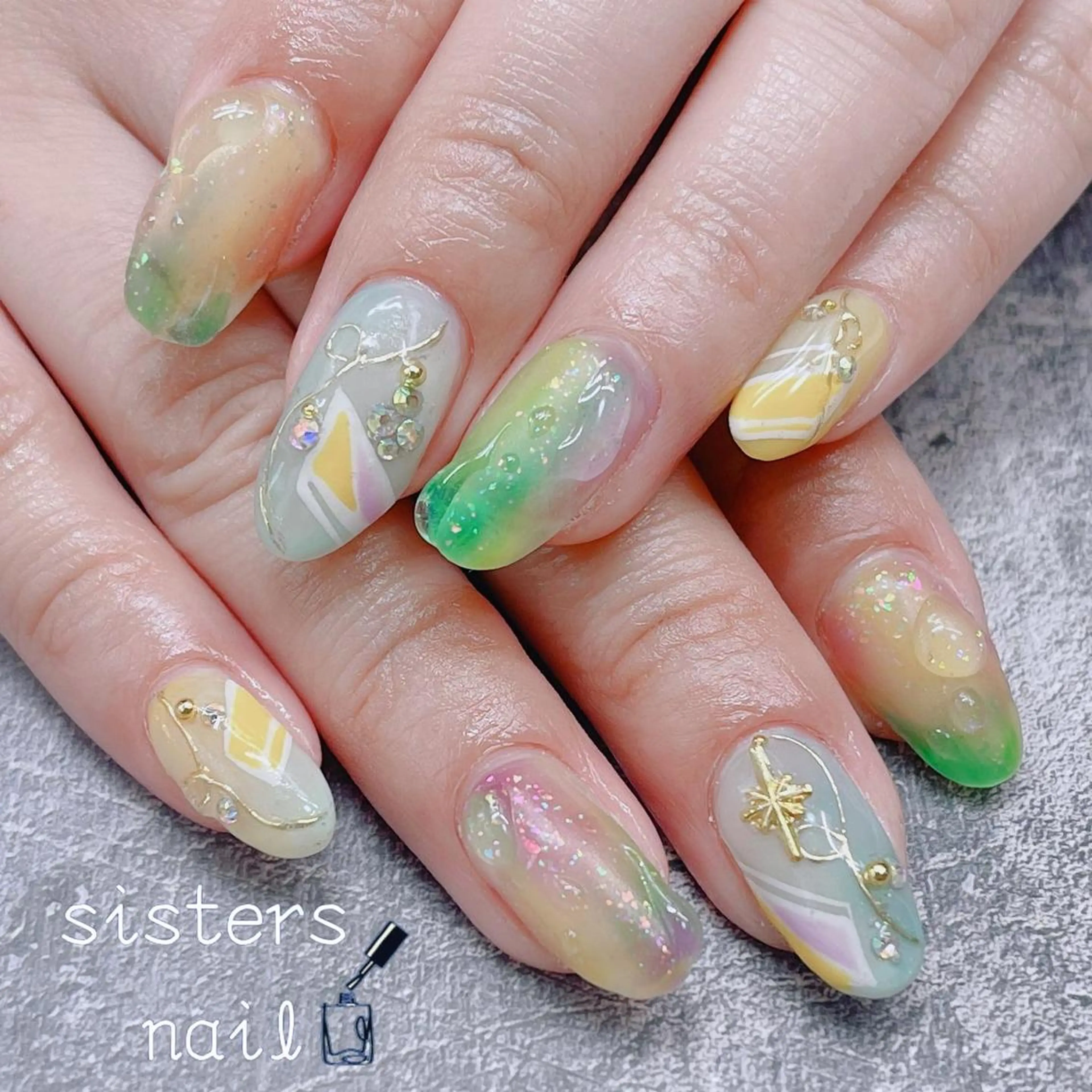 ネイル アートネイル 春ネイル 夏ネイル ハンドネイル ハンドケア sisters nail.fのネイルデザイン