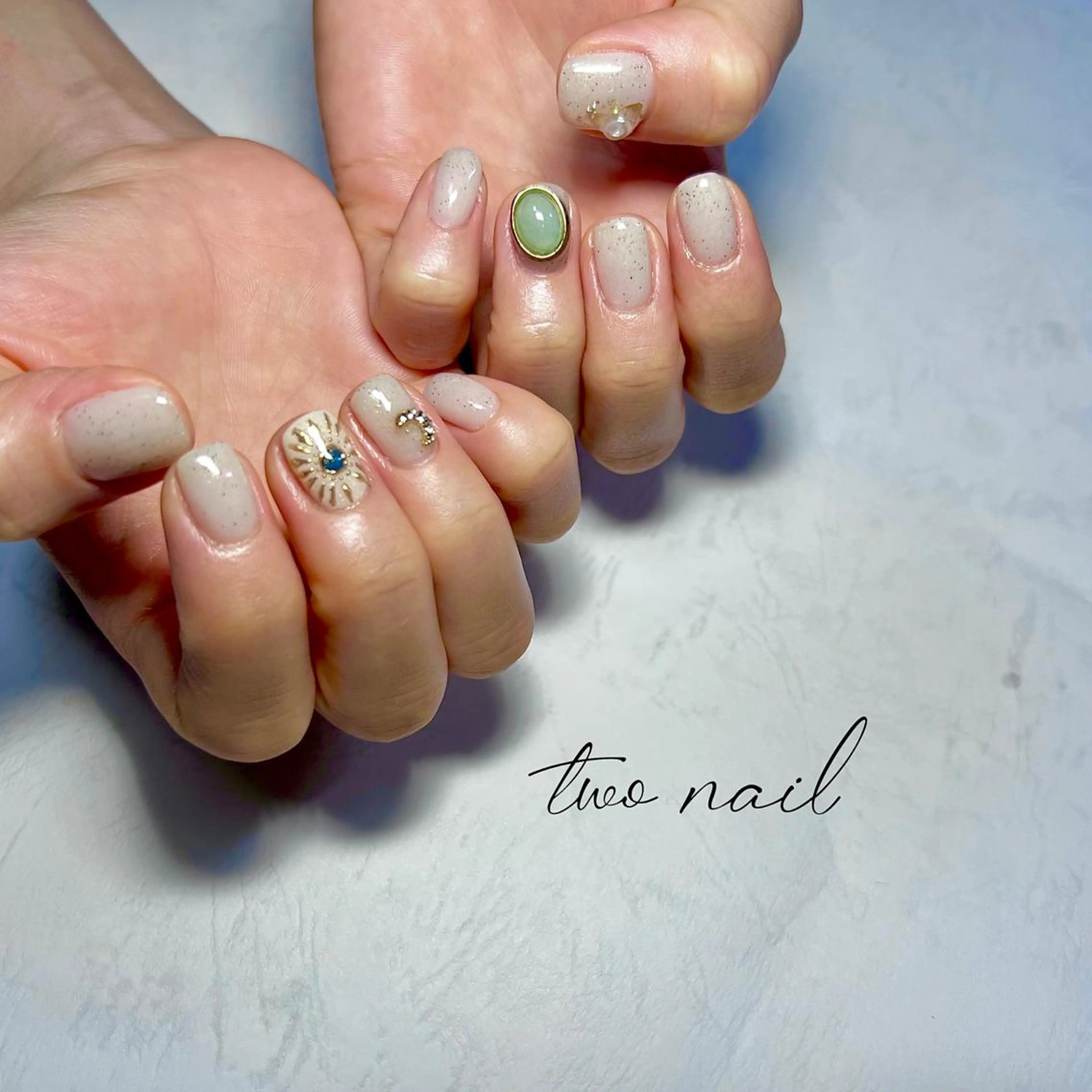 ネイル アートネイル フットネイル ハート ニュアンスネイル ホワイト two nailのネイルデザイン