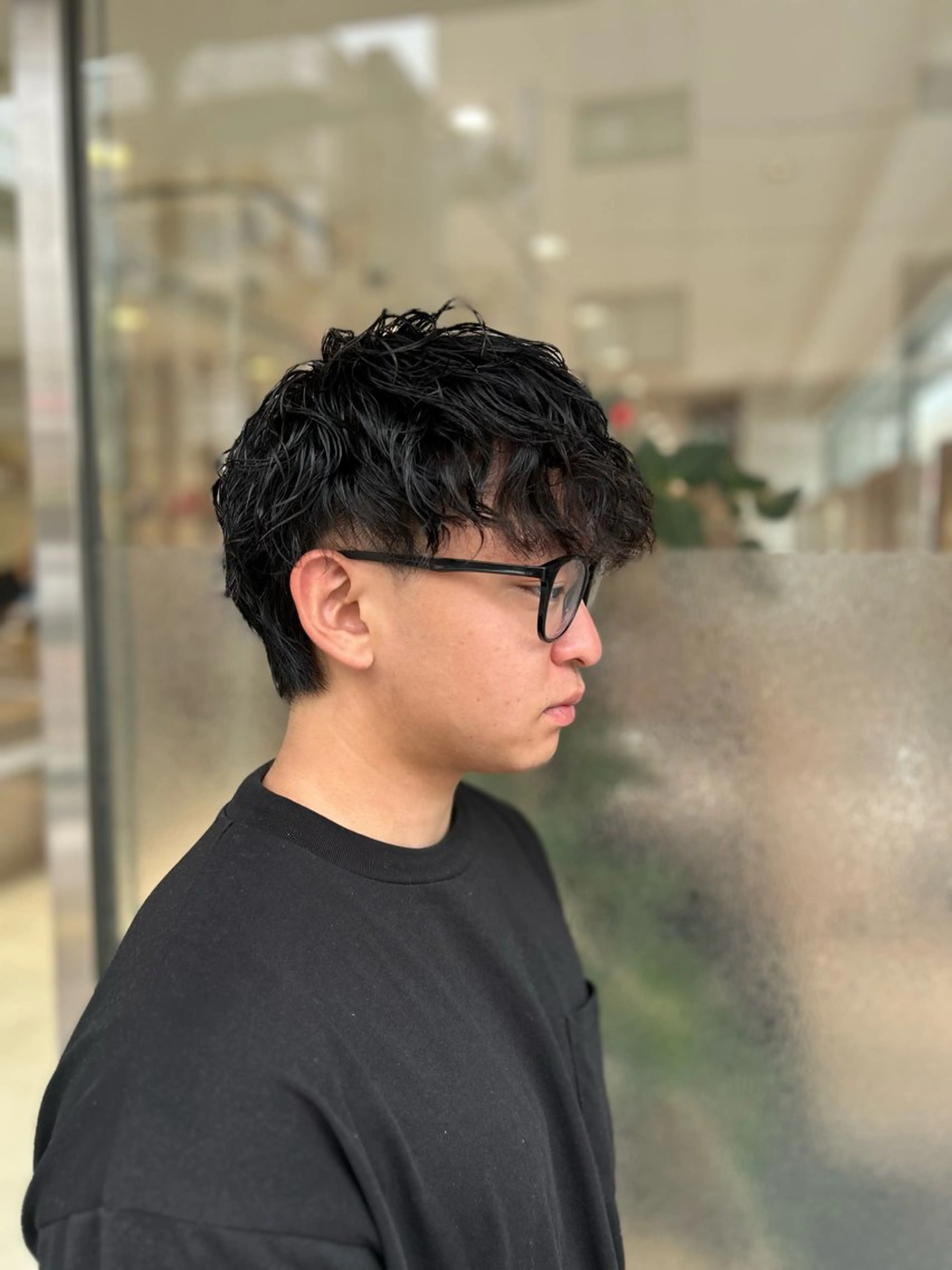 ショート パーマ メンズ 波巻きパーマ カット パーマ ヘアセット メンズパーマ/ ハイトーン/Runoのヘアスタイル