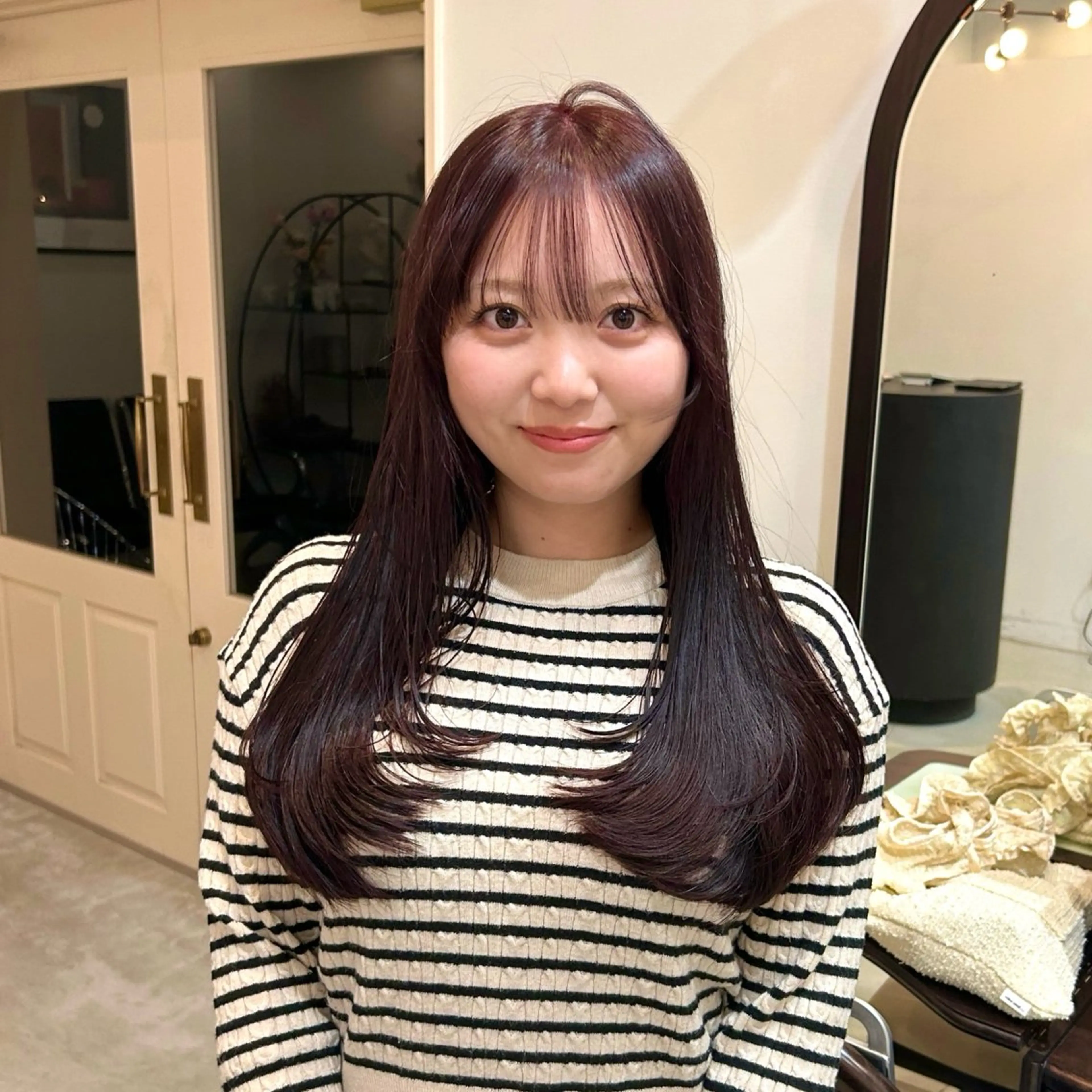 カラー ブラウンカラー ピンクカラー 鳥居 愛子のヘアスタイル