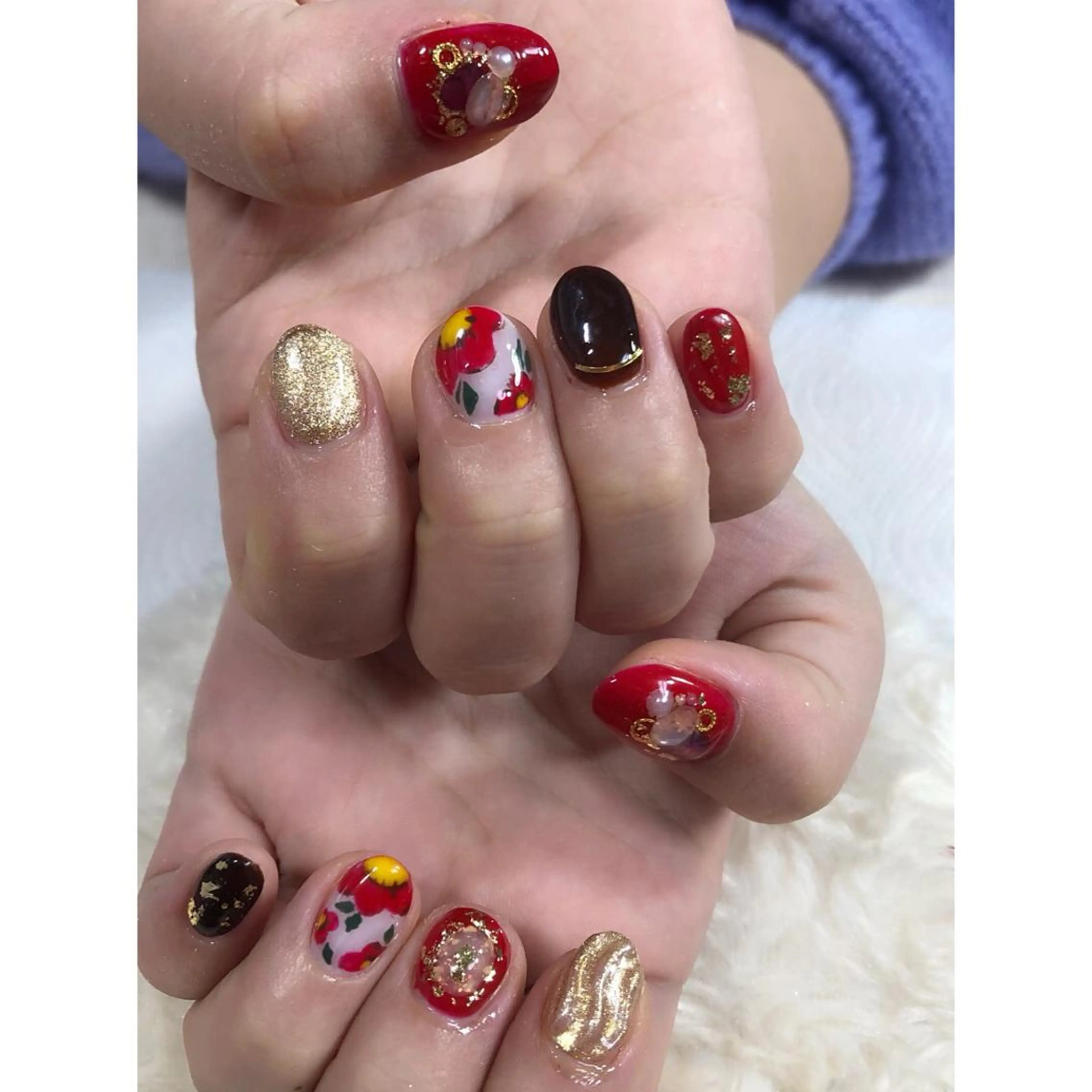 ネイル 成人式 ハンドネイル 中谷 亜佑美のネイルデザイン