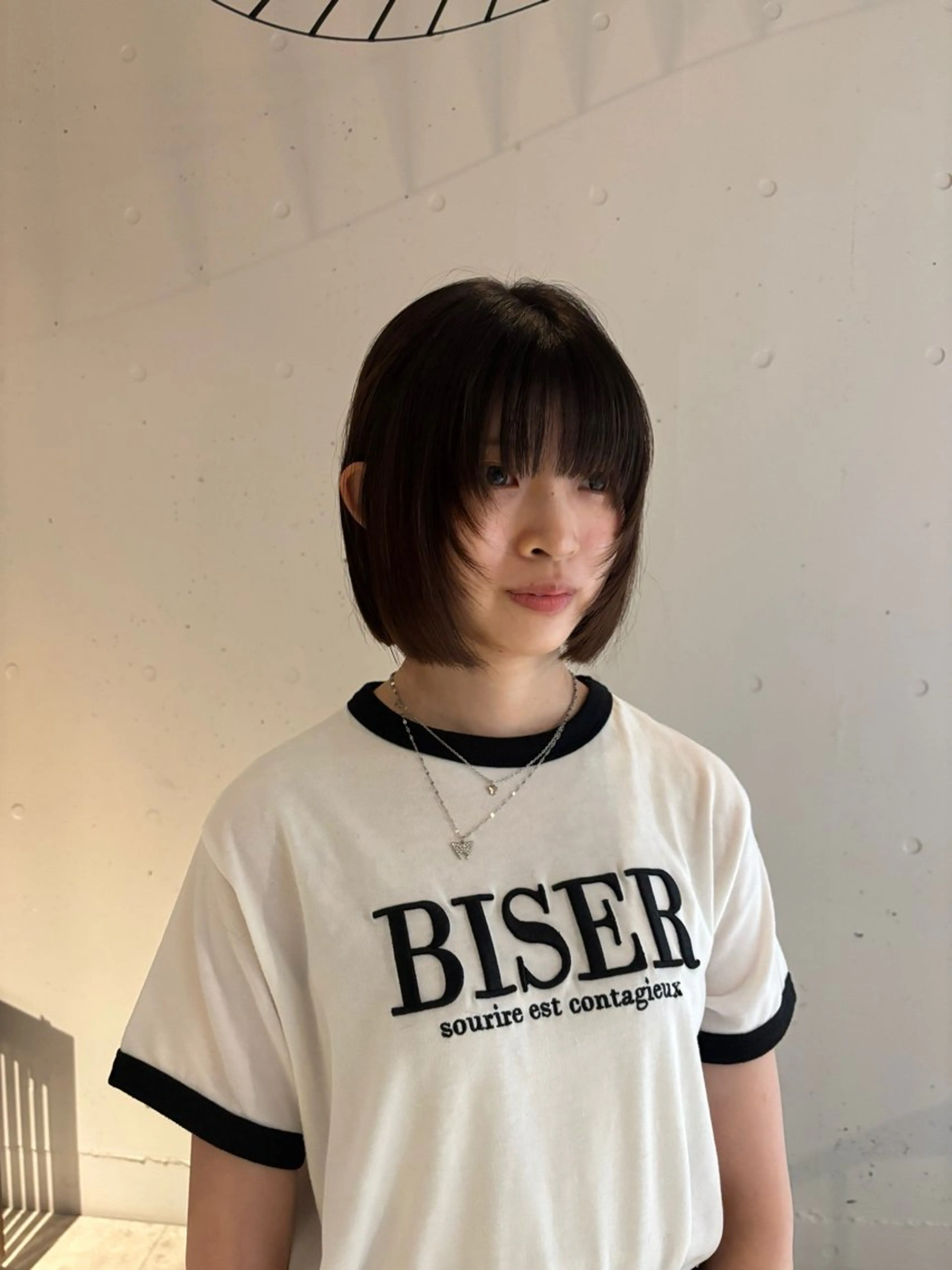 ショート ボブ 顔まわりレイヤー 顔周りカット レイヤーカット Hank.所属・ボブカット/ honokaのヘアスタイル