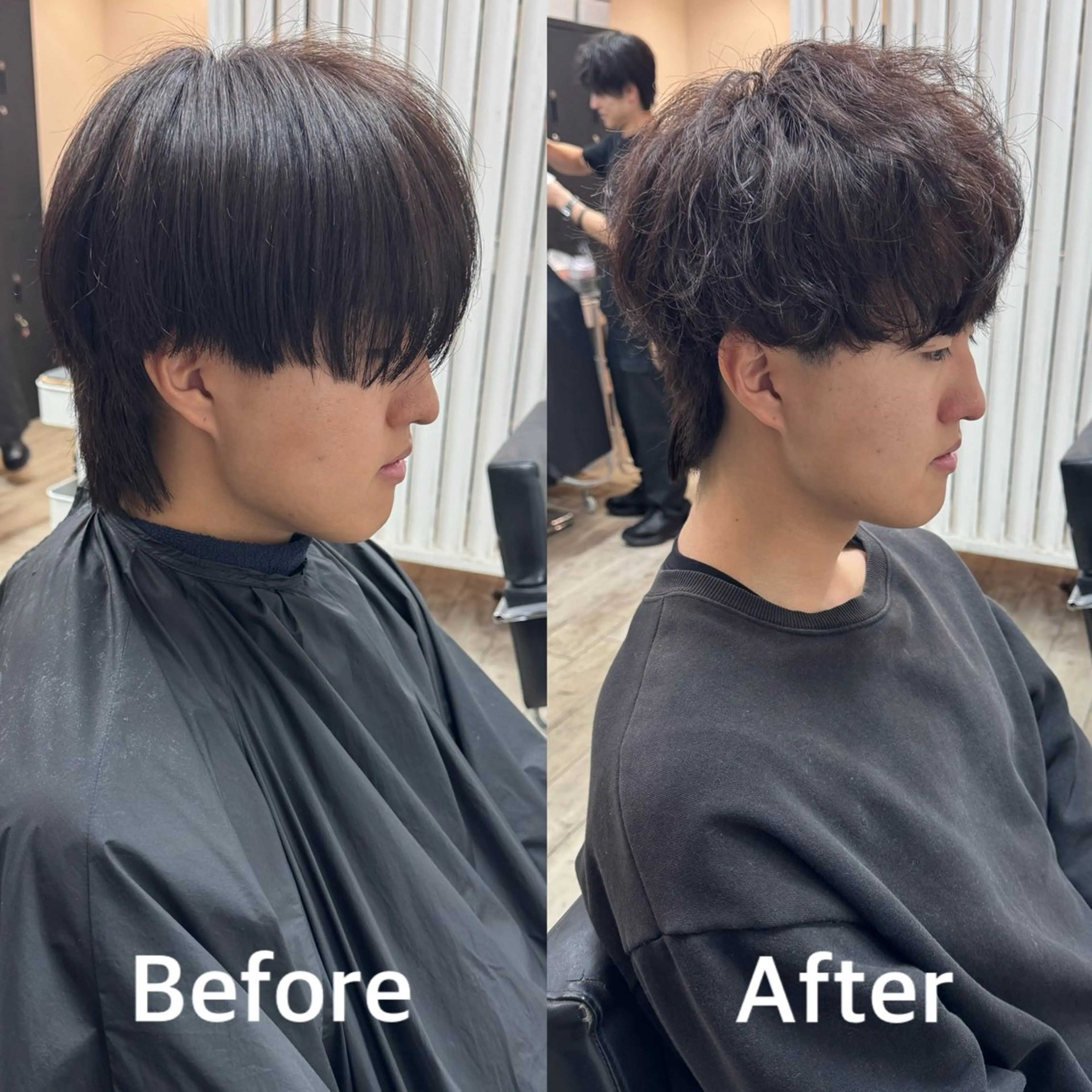 ミディアム パーマ メンズ ミディアムパーマ マッシュウルフ マッシュ メンズパーマ メンズウルフカット カット パーマ ヘアセット 【池袋/スパイキー ショート】ⓝⓘⓜⓤのヘアスタイル