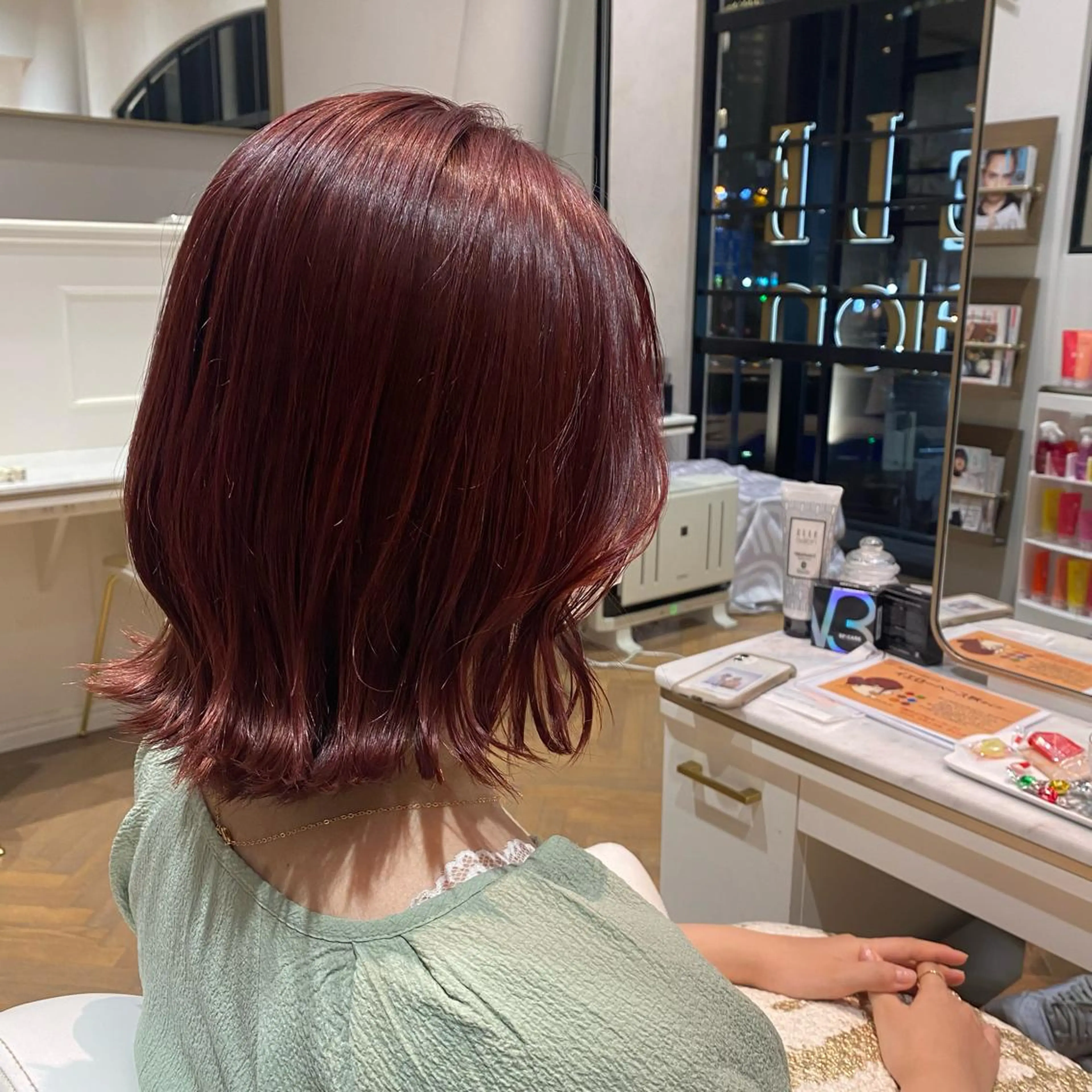 カラー ブリーチ ダブルカラー ブリーチなしカラー レッドカラー 増井 彩乃のヘアスタイル