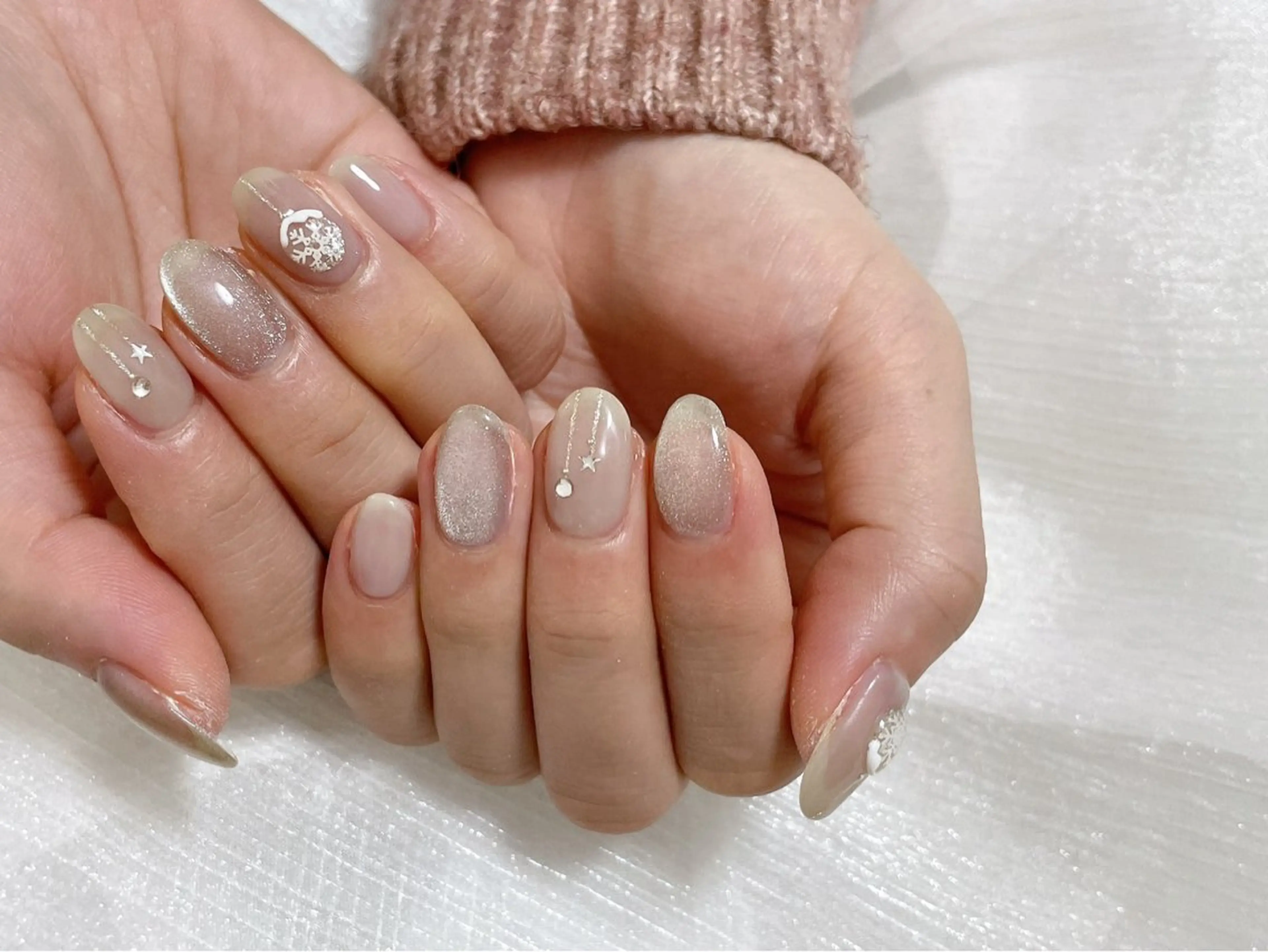 ネイル ジェルネイル パラジェル 冬ネイル クリスマス ハンドネイル kiki nail 二子玉川のネイルデザイン