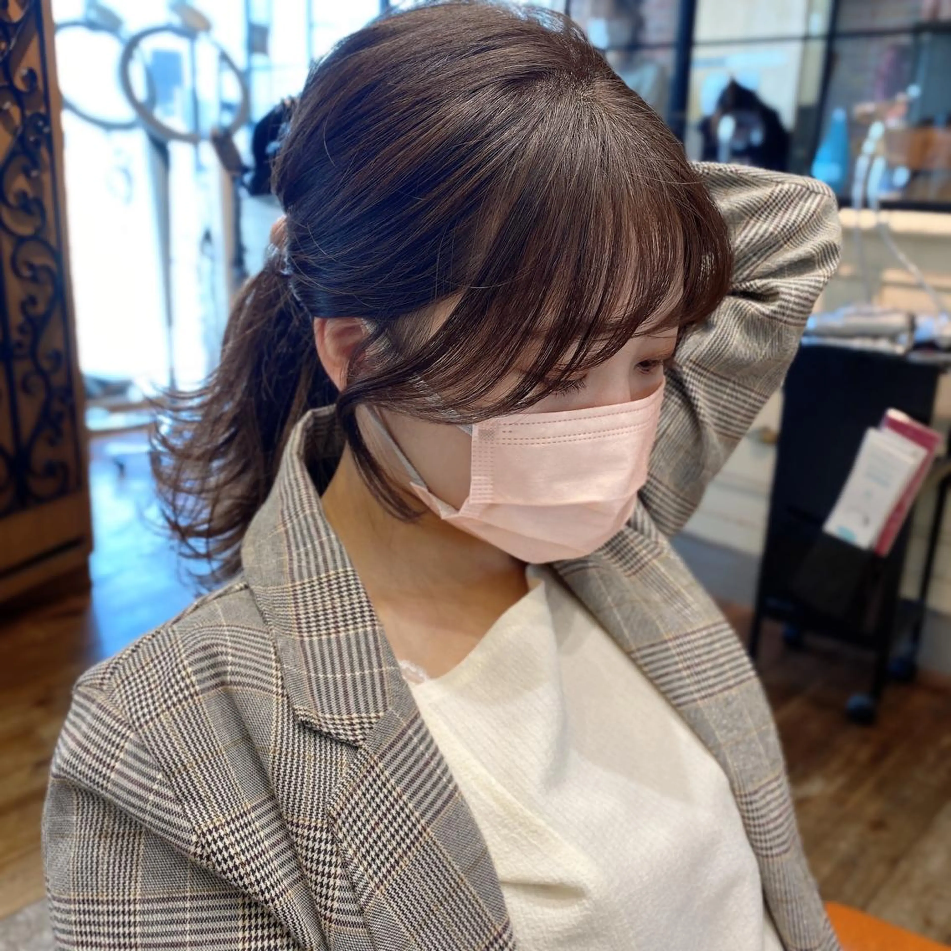 セミロング カラー ベージュカラー 顔周りカット 顔周り/くびれヘア 韓国ヘア💕風間るなのヘアスタイル