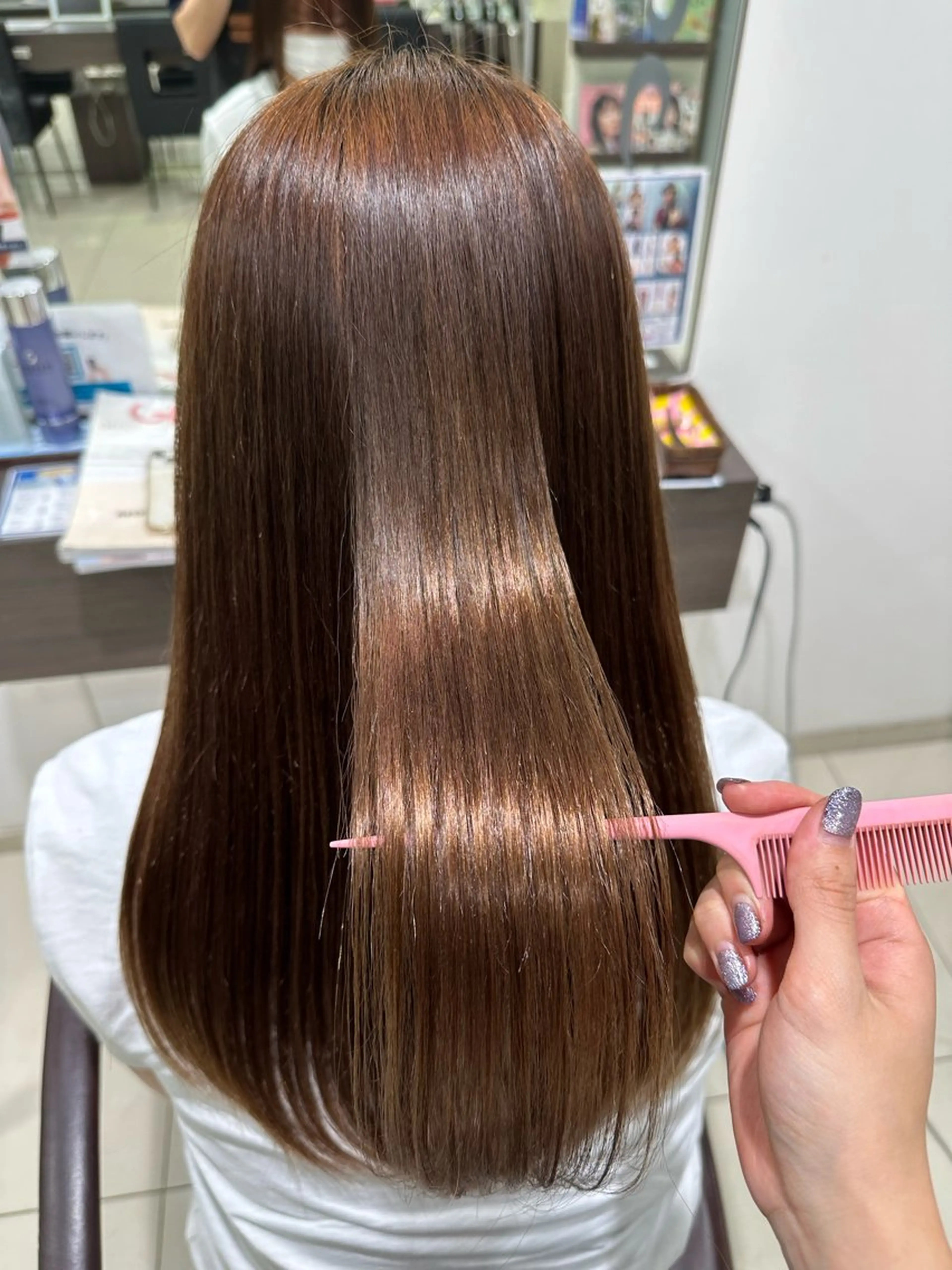 ロング パーマ ストレートパーマ カット 縮毛矯正 艶カラー/縮毛矯正/ ブリーチカラー/みなのヘアスタイル