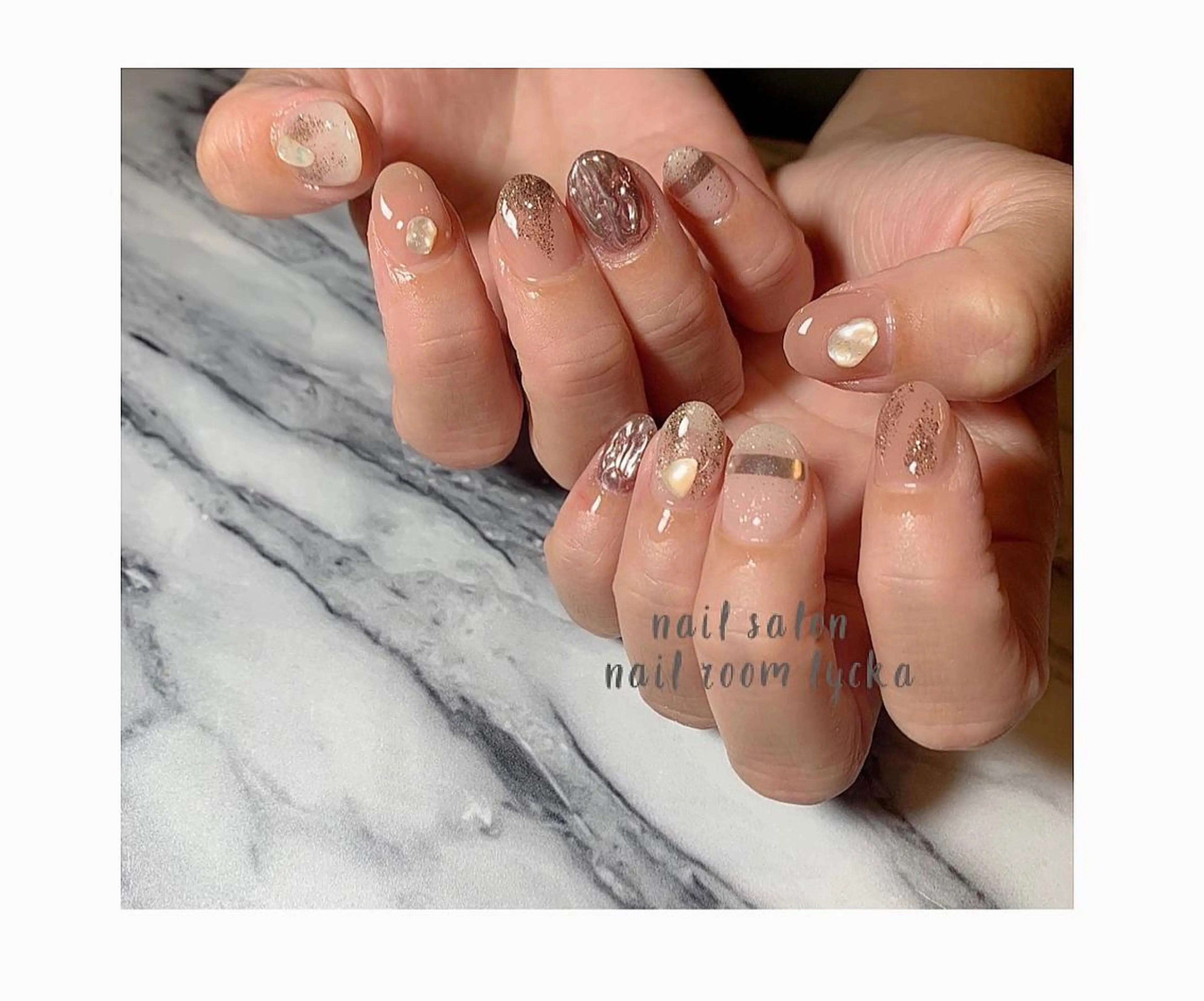 ネイル ハンドネイル ﾈｲﾙﾙｰﾑﾘｯｶ 𝐦𝐚𝐲𝐮のネイルデザイン