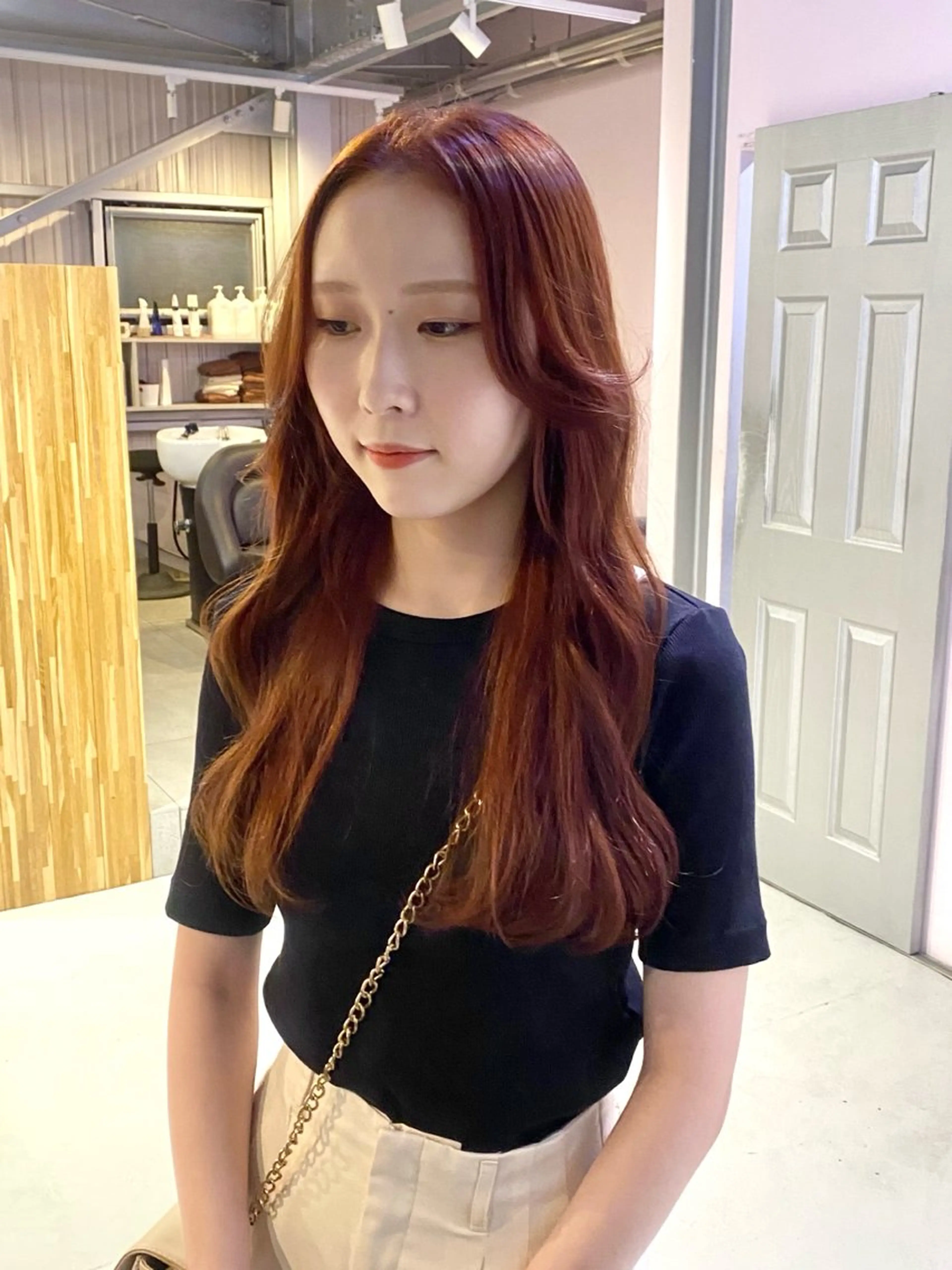 ロング カラー オレンジ ヘアカラー アオイ🩵暖色 /まろやかカラーのヘアスタイル