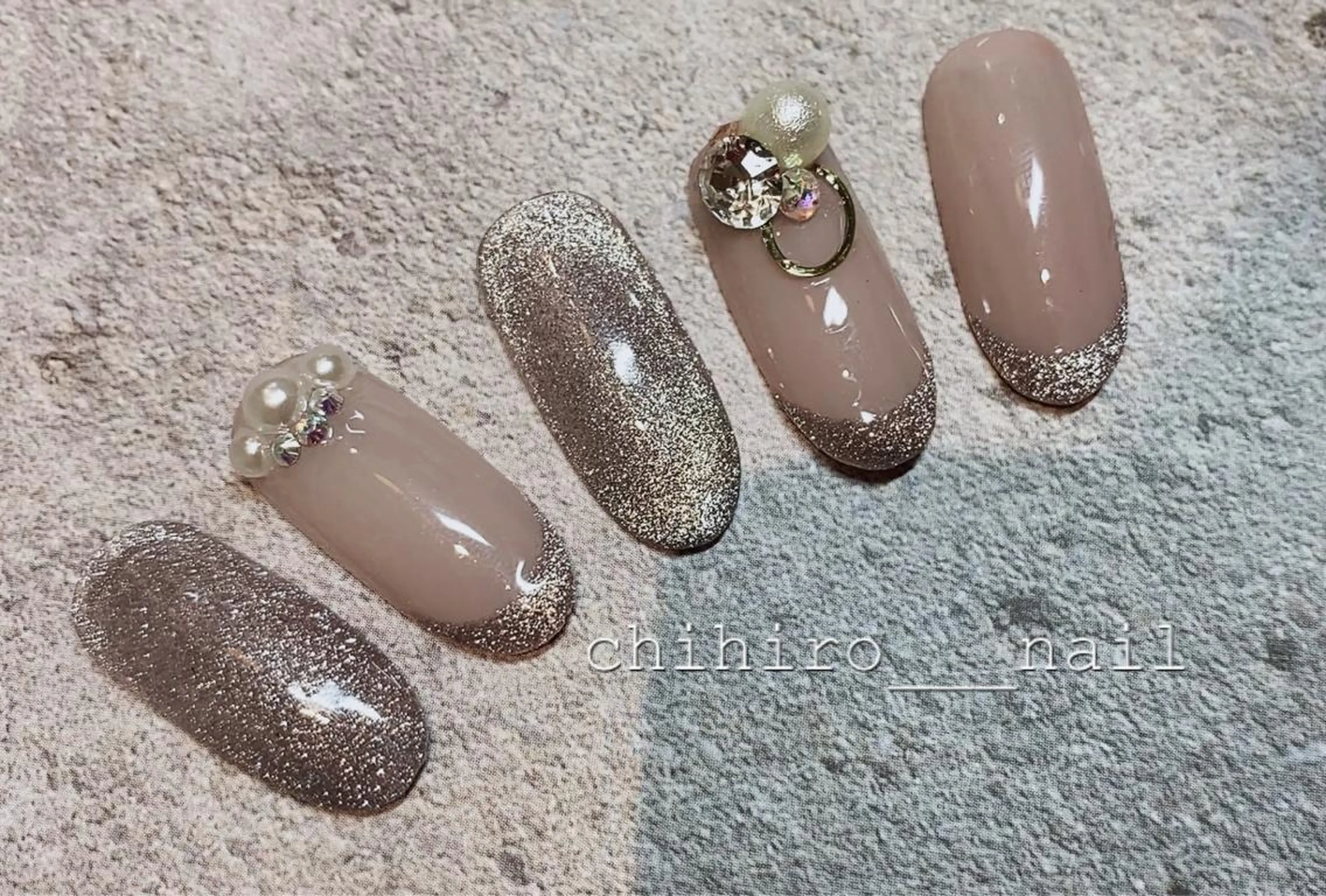 ミディアム カラー ネイル アートネイル フレンチネイル ジェルネイル マグネットネイル ニュアンスネイル ハンドネイル beauty salon ma'am所属・chihiro 小路ネイルのネイルデザイン