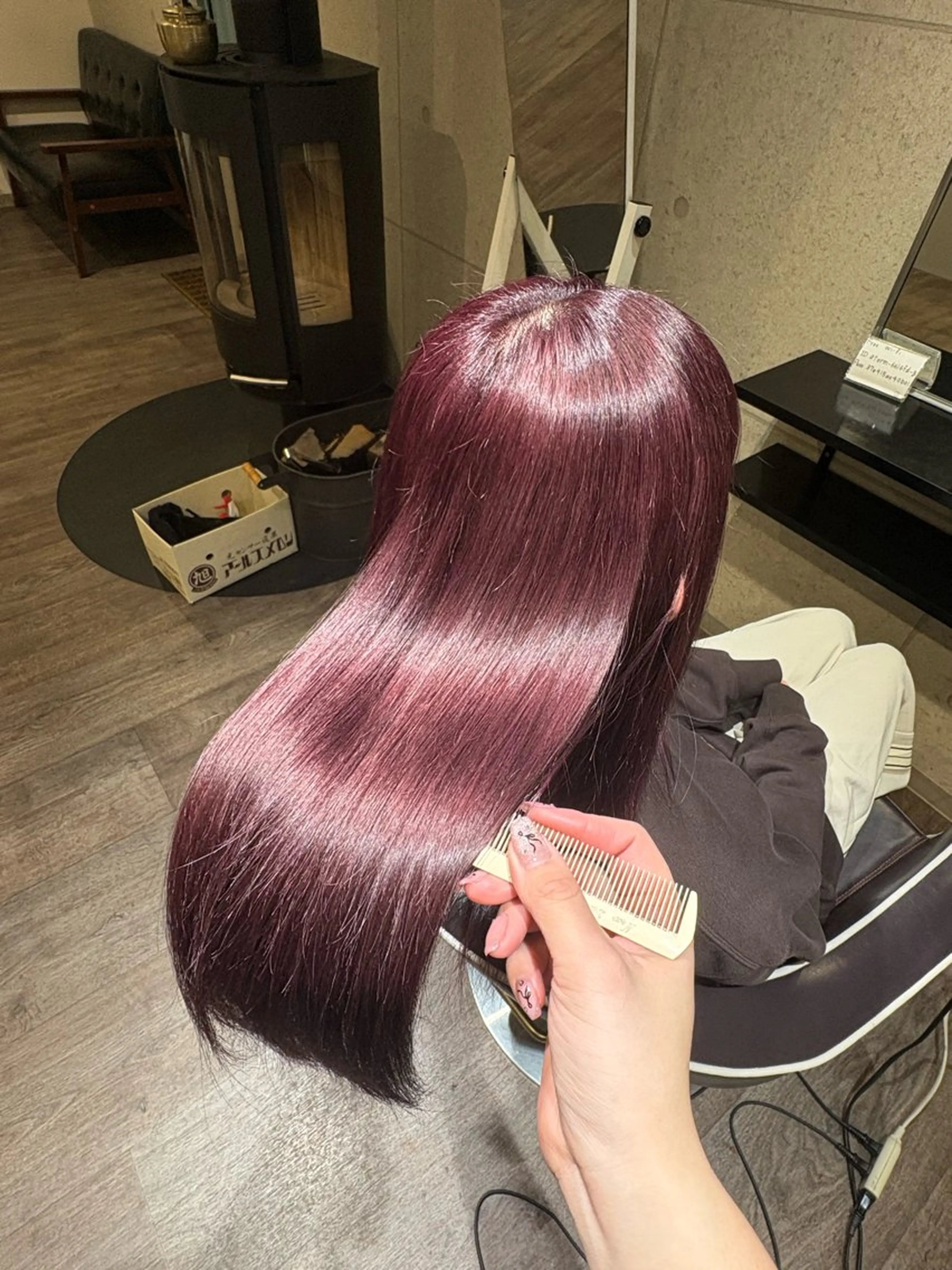 ロング カラー カシス ピンクカラー …a所属・…a みおのヘアスタイル