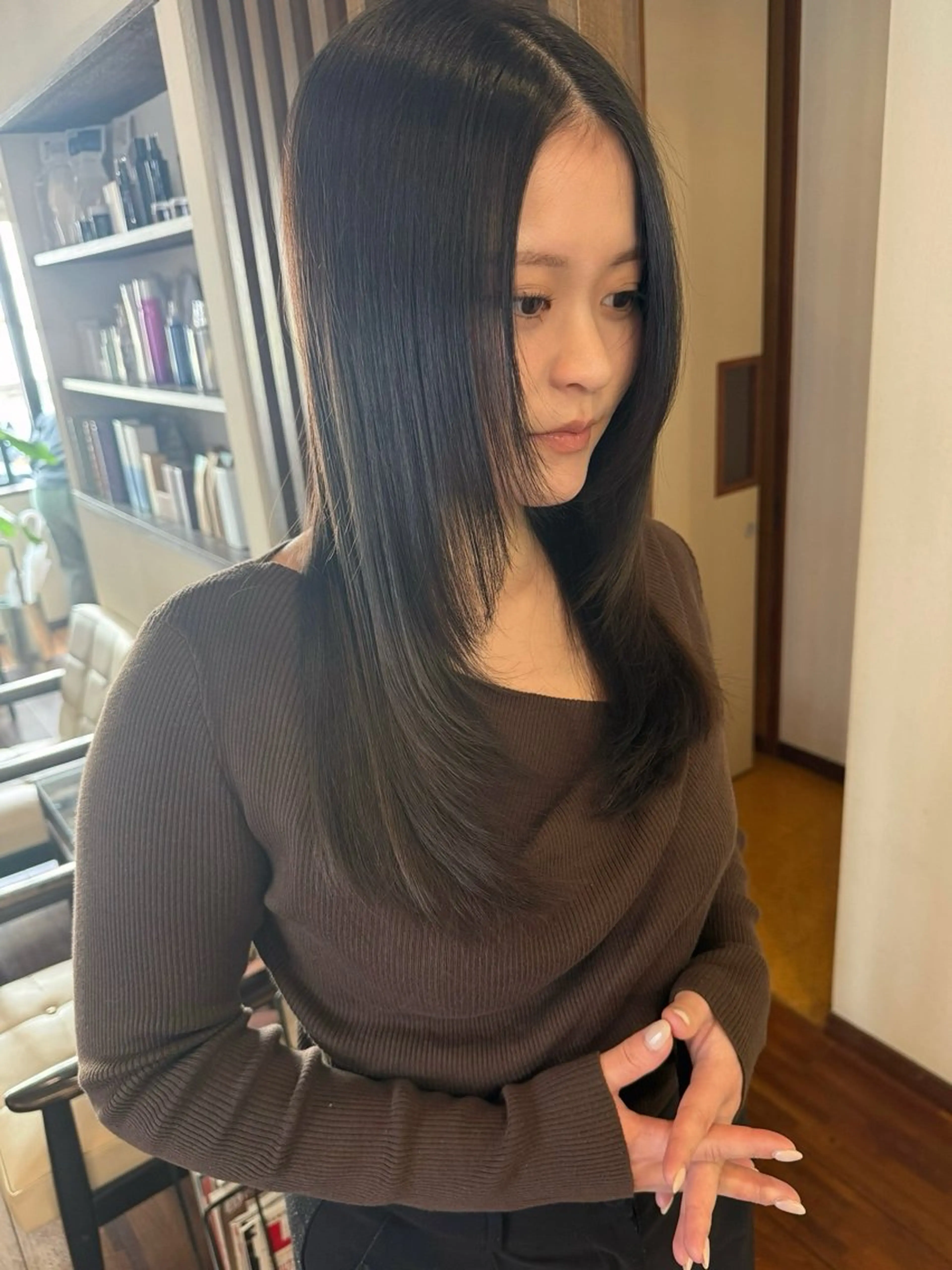 ロング カラー 髪質改善 カット ヘアカラー トリートメント 髪質改善ｶﾗｰ ｹｱﾌﾞﾘｰﾁ/ﾀﾑのヘアスタイル