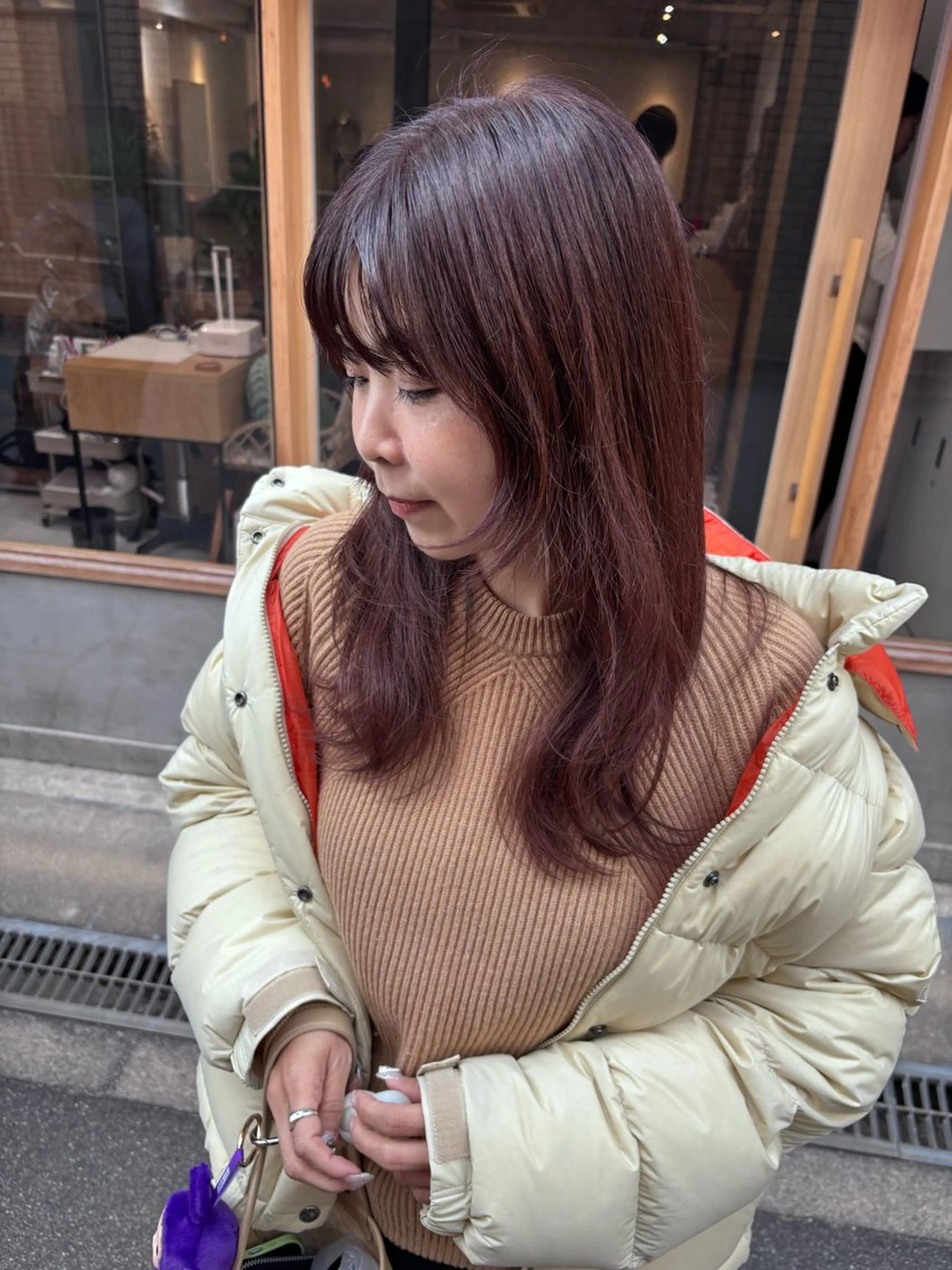 セミロング カラー ブラウンカラー レッドカラー レッドブラウン NEWI 京橋 京橋【tomomi】のヘアスタイル