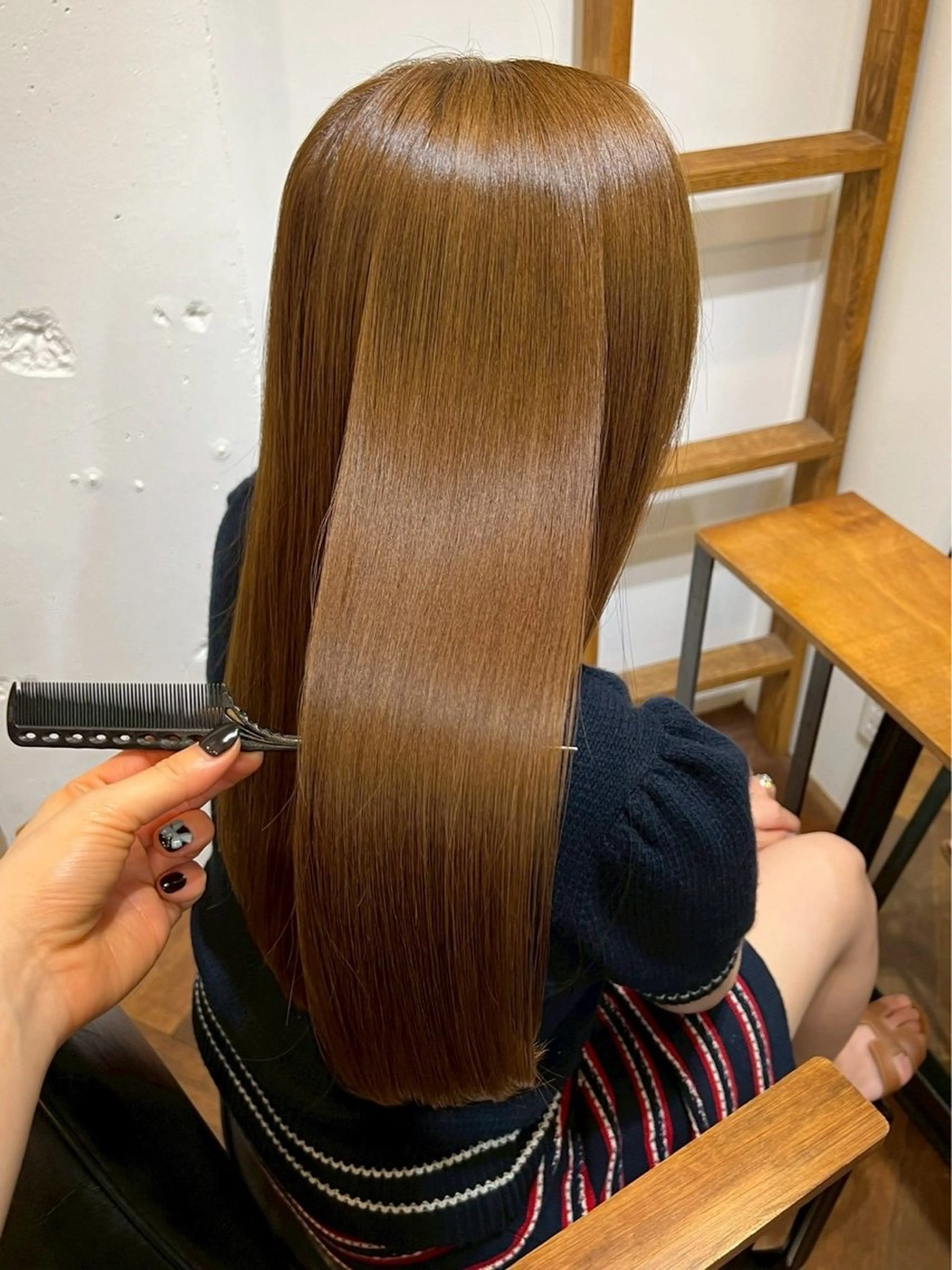 セミロング カラー カット トリートメント ヘアセット 艶カラー×艶髪矯正 🧙レイヤー/レオンのヘアスタイル