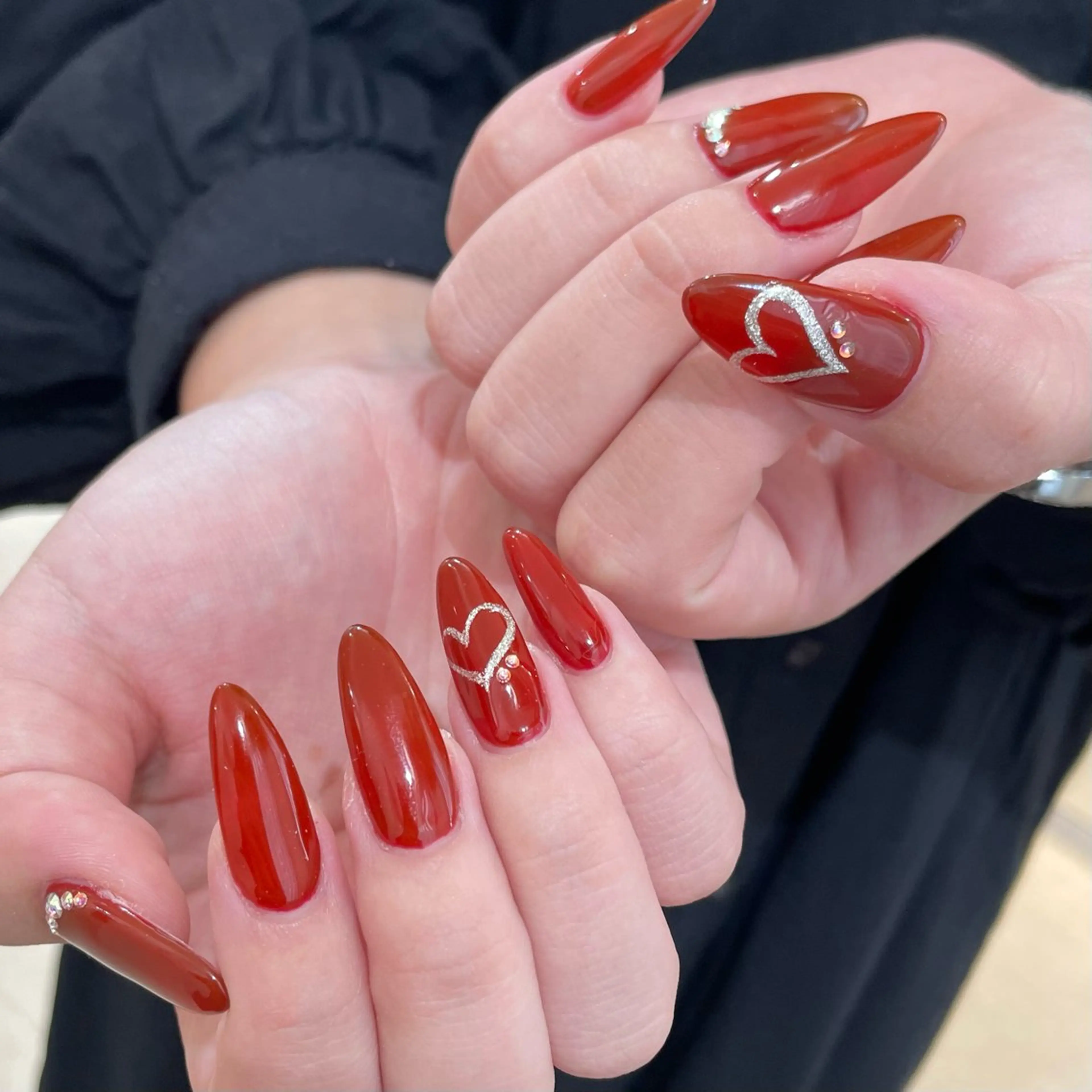 ネイル ハート ラメ(グリッター) M.wish Yukinaのネイルデザイン