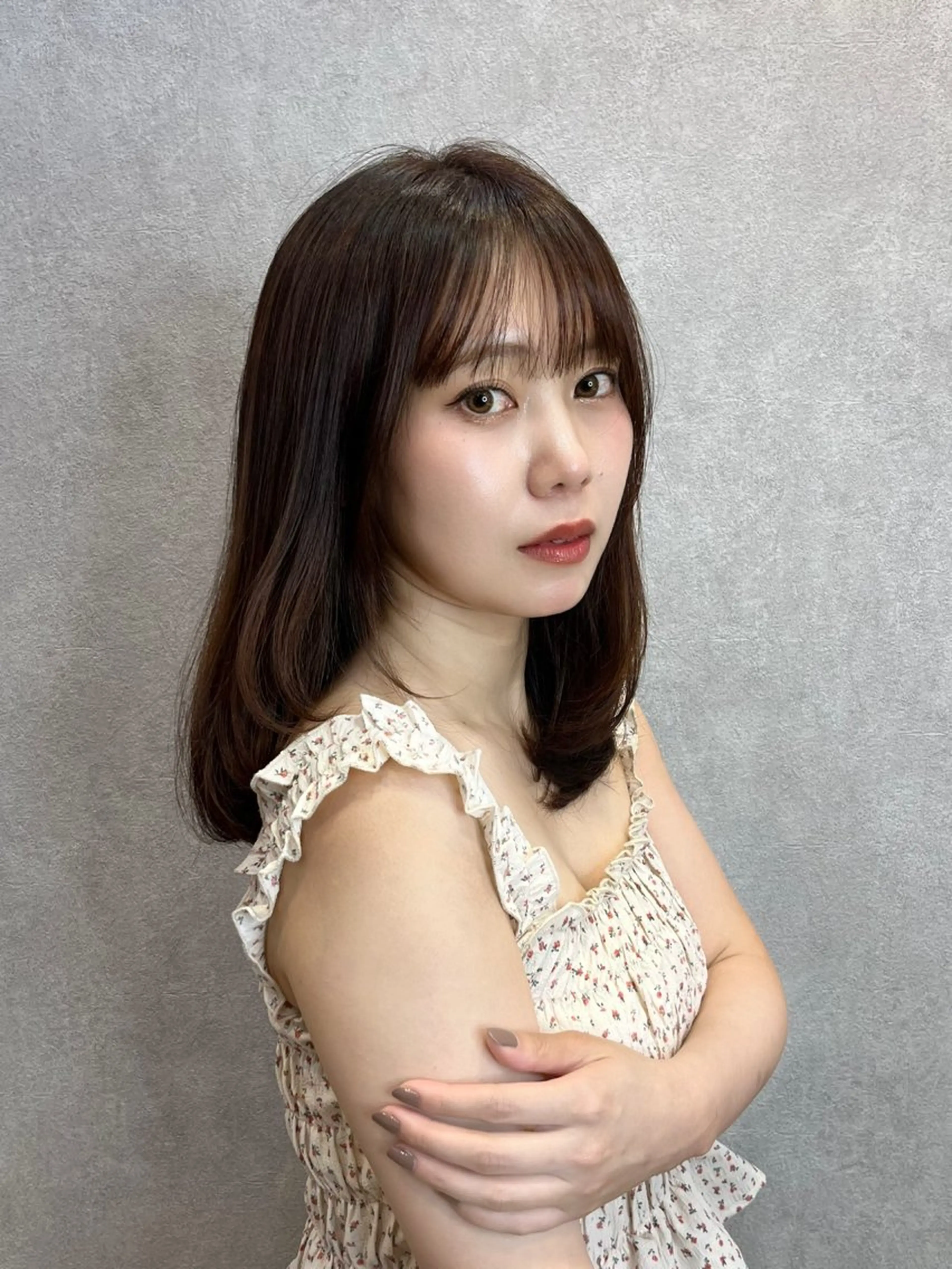 セミロング カット ヘアカラー 韓国🎀レイヤー/艶 髪/縮毛矯正/ユリナのヘアスタイル