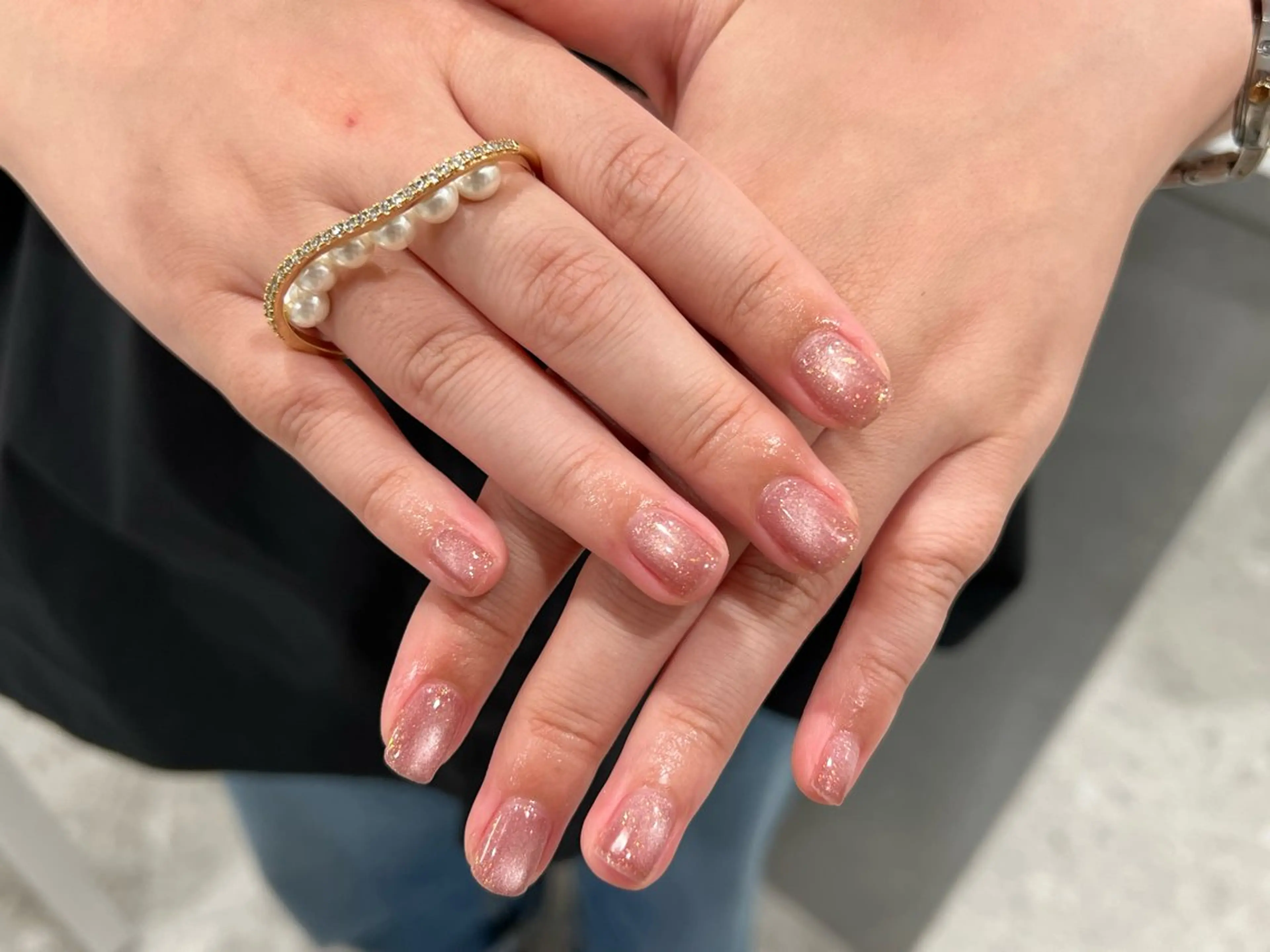 ネイル フラッシュネイル マグネットネイル マグネットワンカラー ワンカラーネイル ピンク J.O.NAILS所属・📍銀座 💅🏼yuriのネイルデザイン