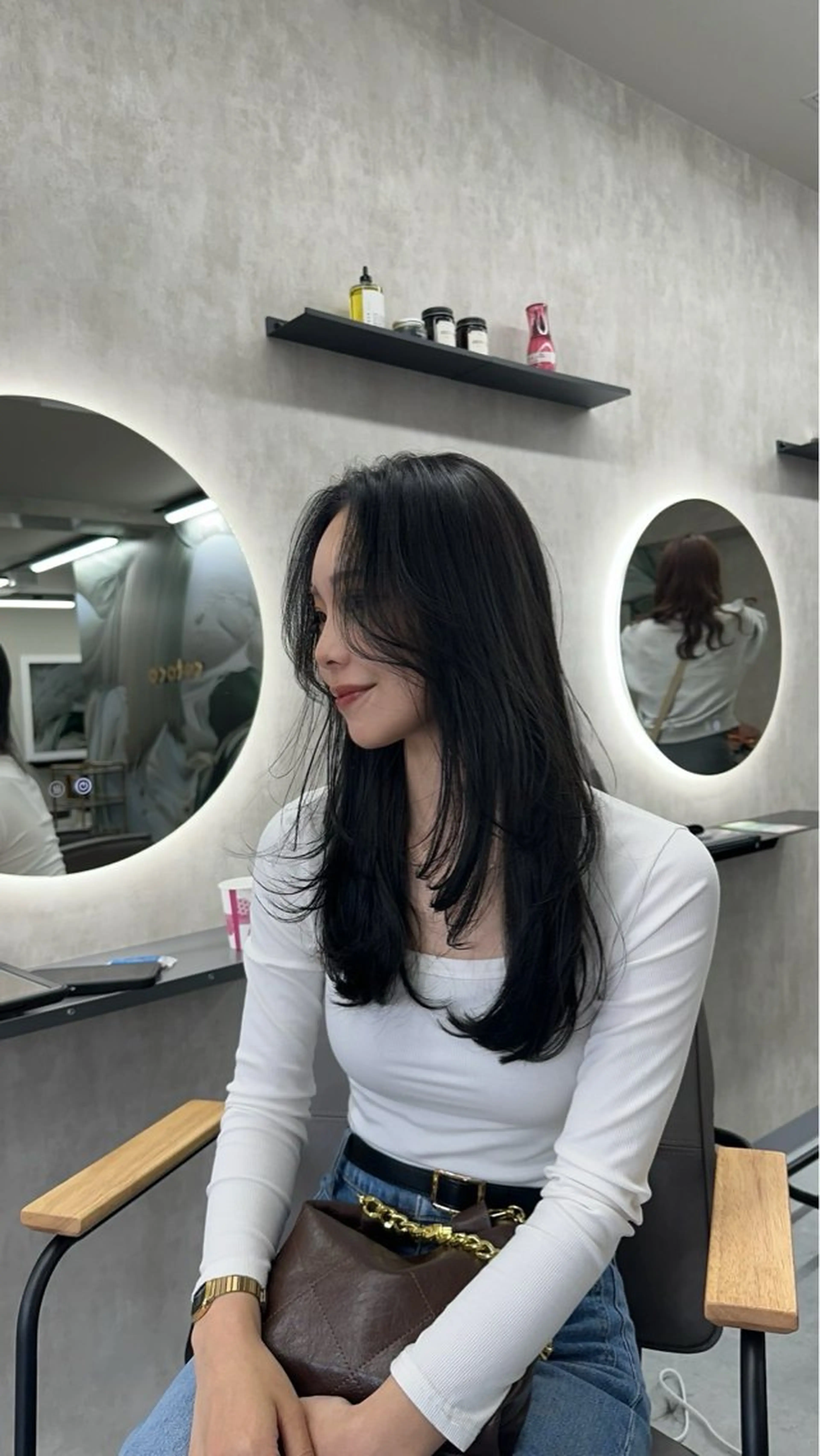 ロング カラー 透明感カラー レイヤーカット カット ヘアカラー トリートメント 韓国レイヤー・ボブ/ 暖色⭐️優香⭐️のヘアスタイル