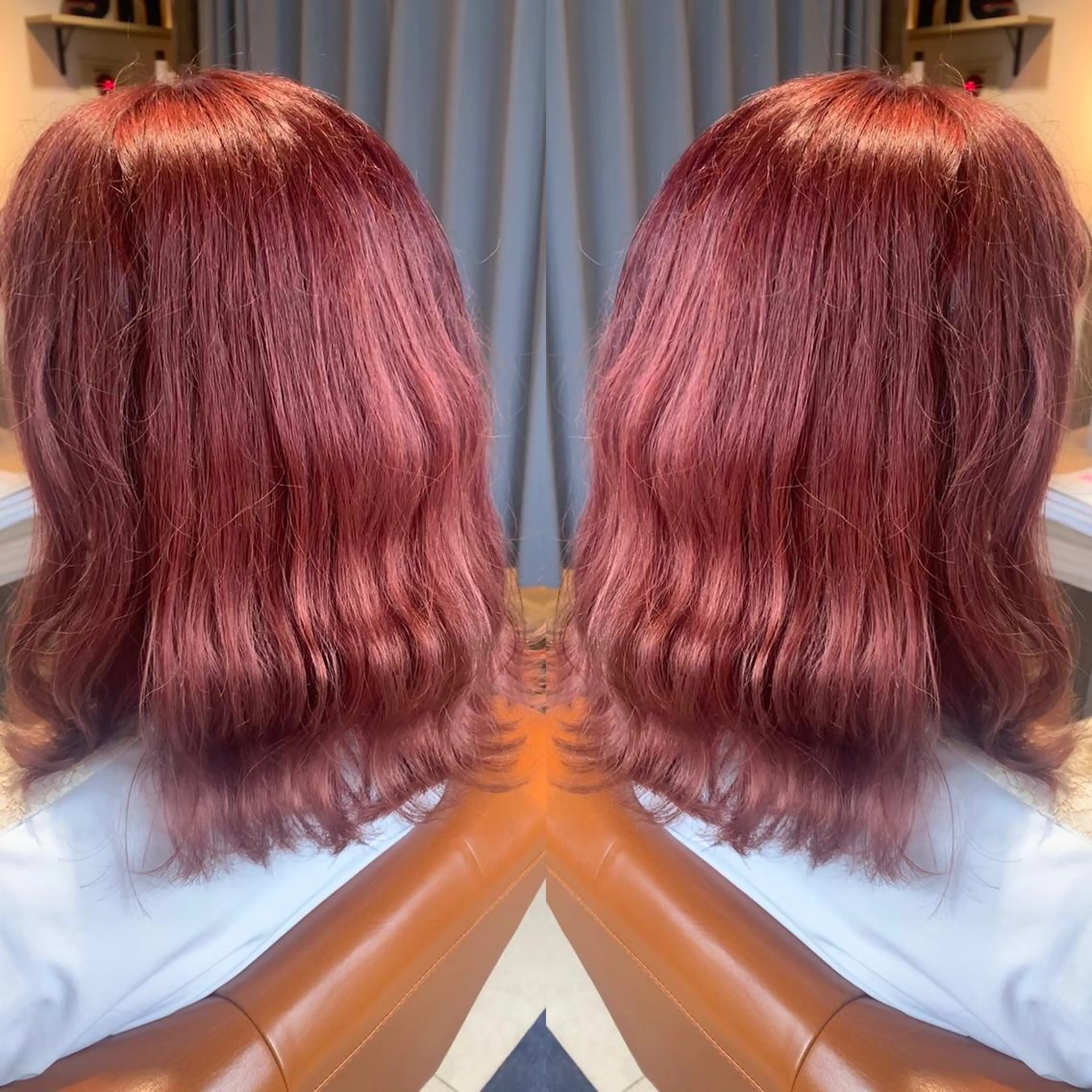 ミディアム カラー カシス ムルギョル巻き オルチャンヘア 韓国🇰🇷 ✂︎hair 内田愛のヘアスタイル