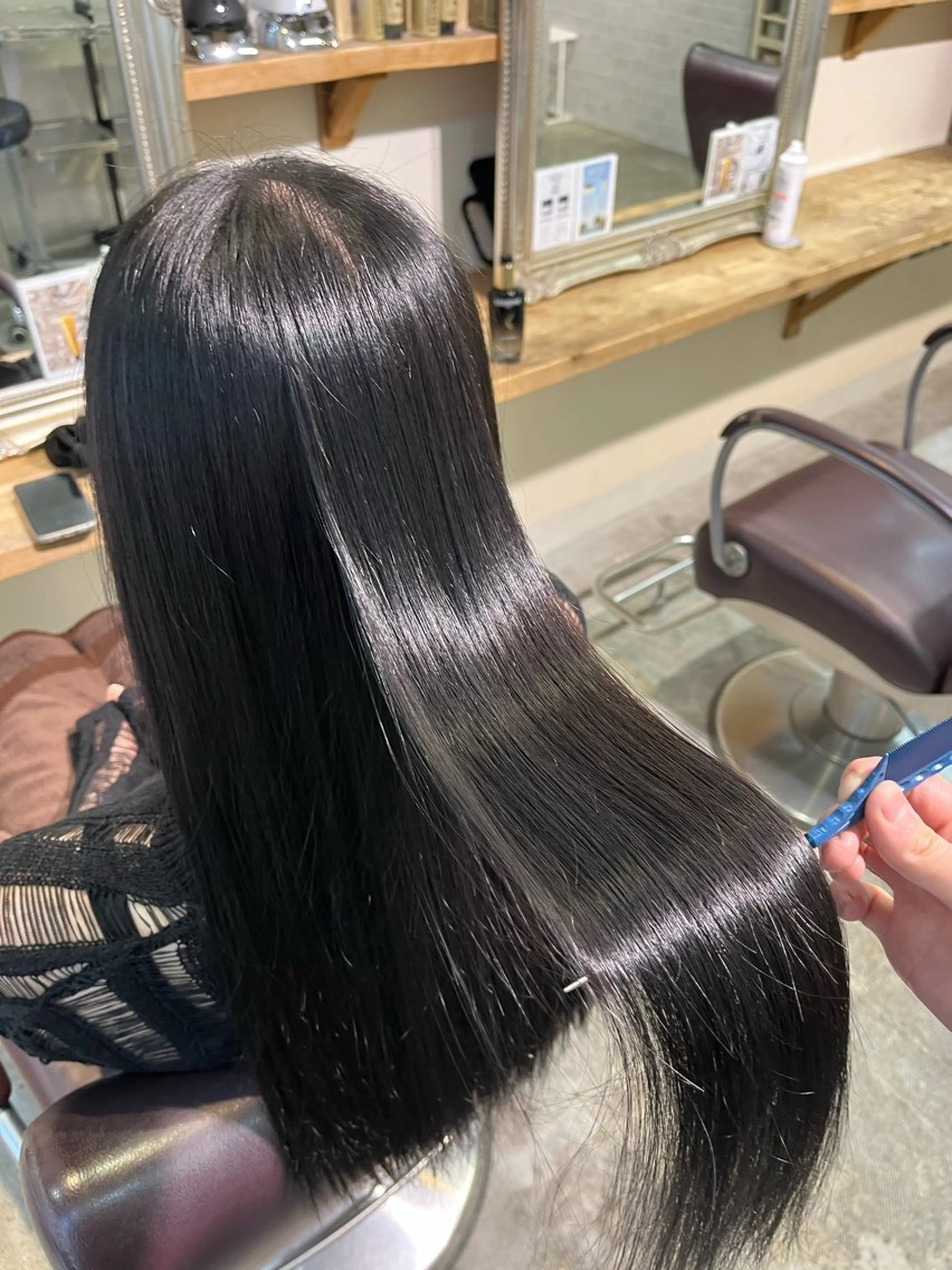 ロング カラー ヘアカラー トリートメント フェザーパーマ🌙 毛流れ yuzukiのヘアスタイル