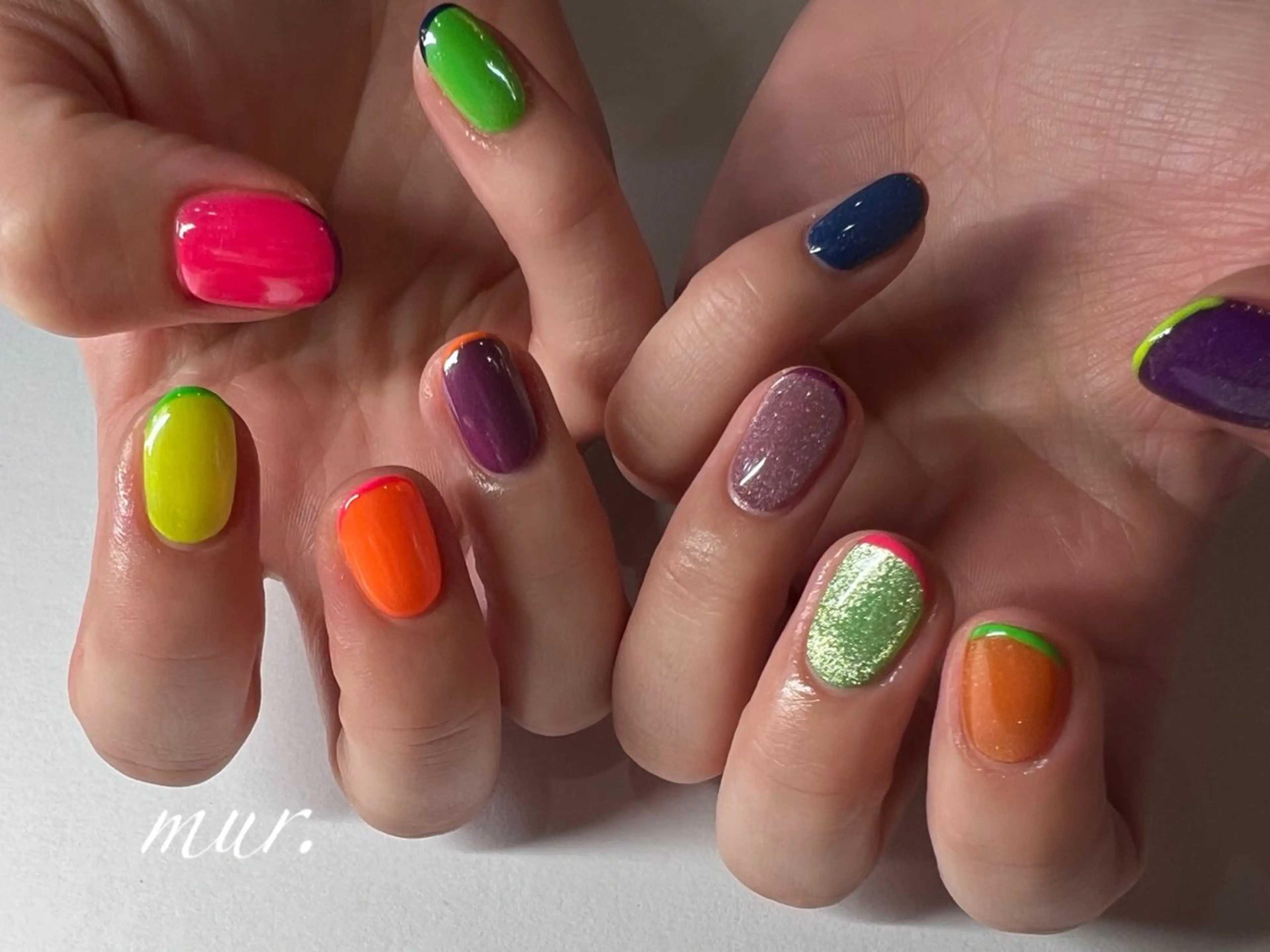 ネイル フレンチネイル ジェルネイル ミラーネイル ワンカラーネイル ショートネイル nailsalon mur.のネイルデザイン