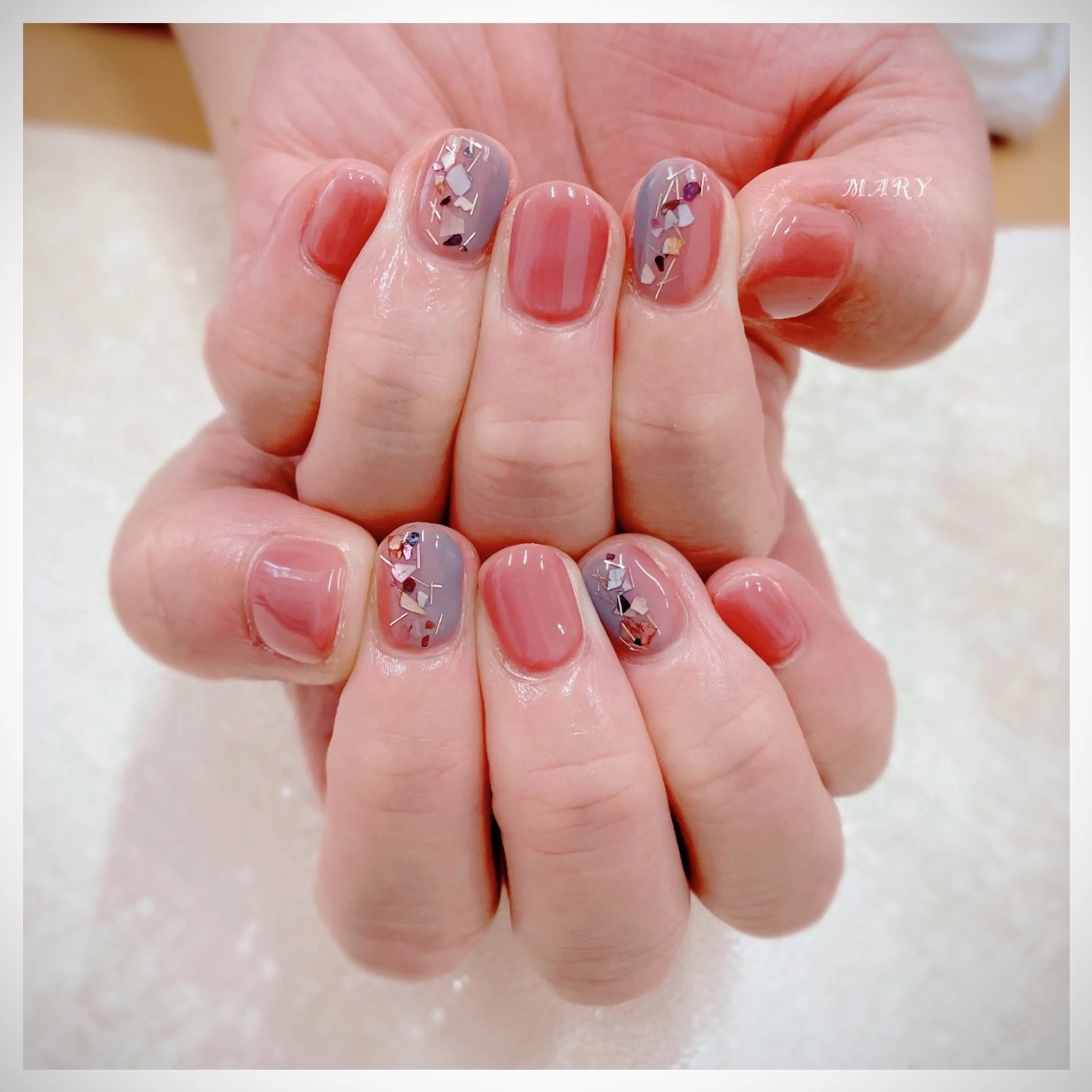 ネイル グラデーション ニュアンスネイル ワンカラーネイル ピンク ハンドネイル Mary nail所属・Mary nail .narumiのネイルデザイン