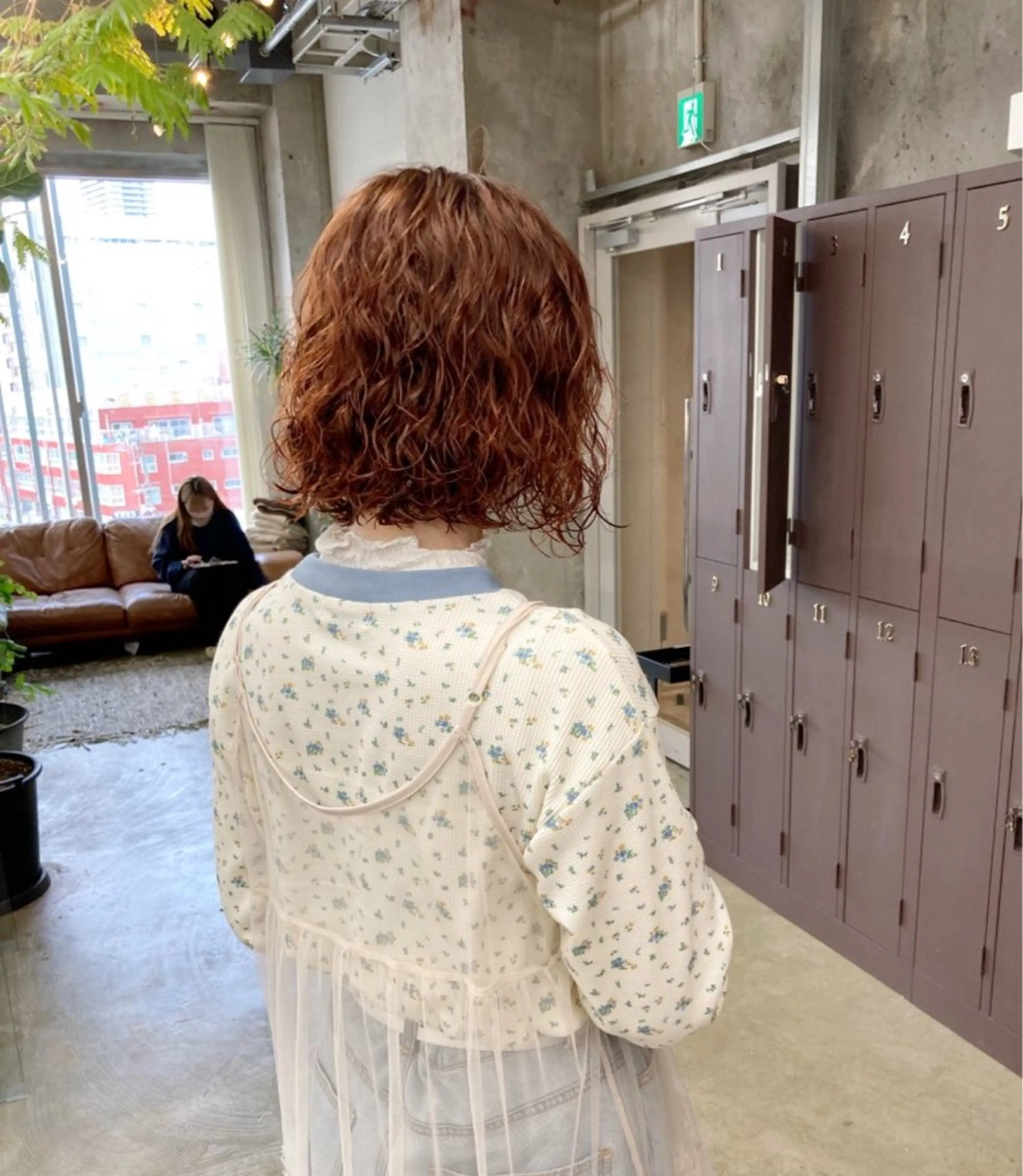 ミディアム カラー パーマ ミディアムパーマ オレンジ ボブ カット ヘアカラー パーマ 日韓レイヤー🇰🇷 透明感カラー/ナカネのヘアスタイル