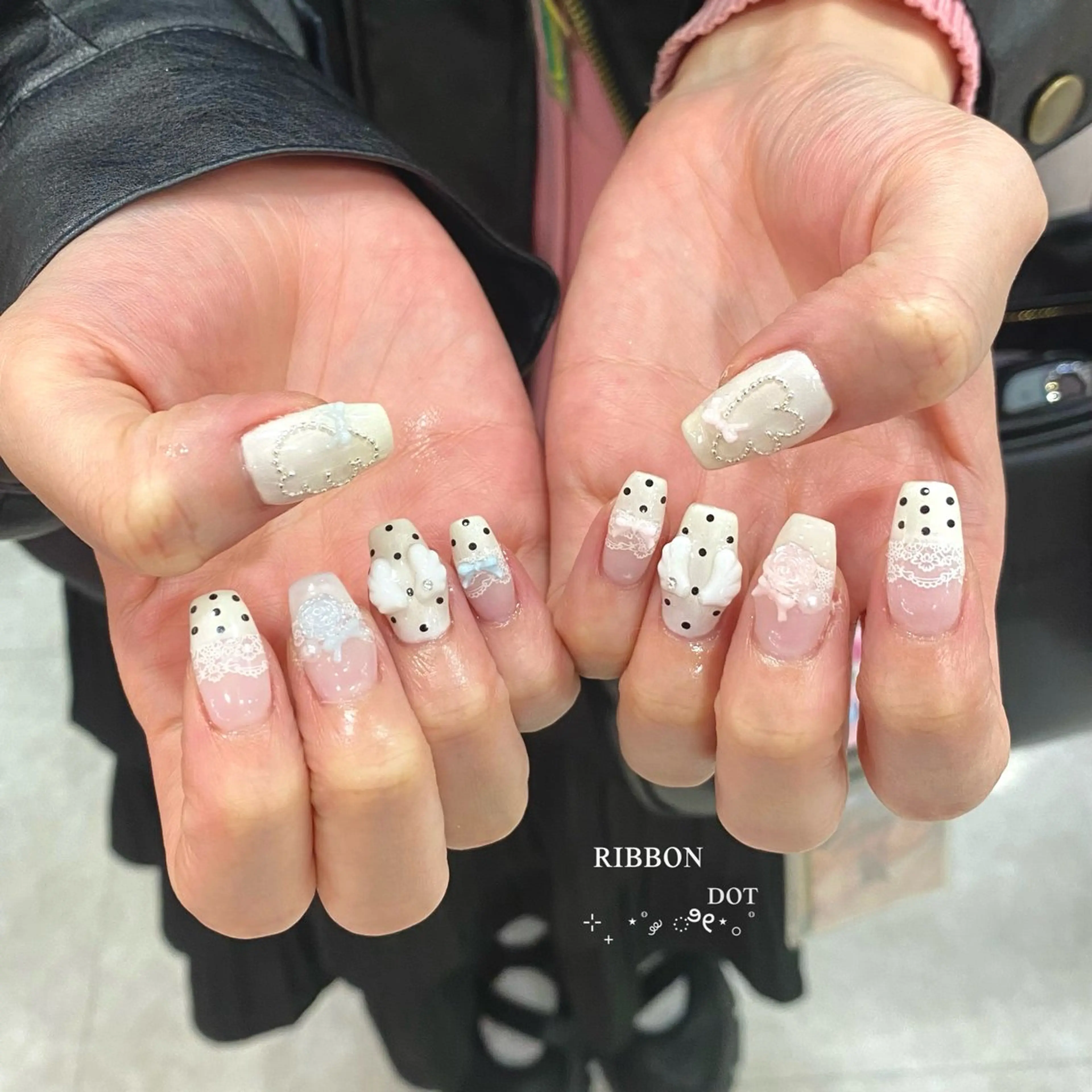 ネイル ガーリー リボン ハンドネイル 🎀FLORANZ 🎀MIKAのネイルデザイン