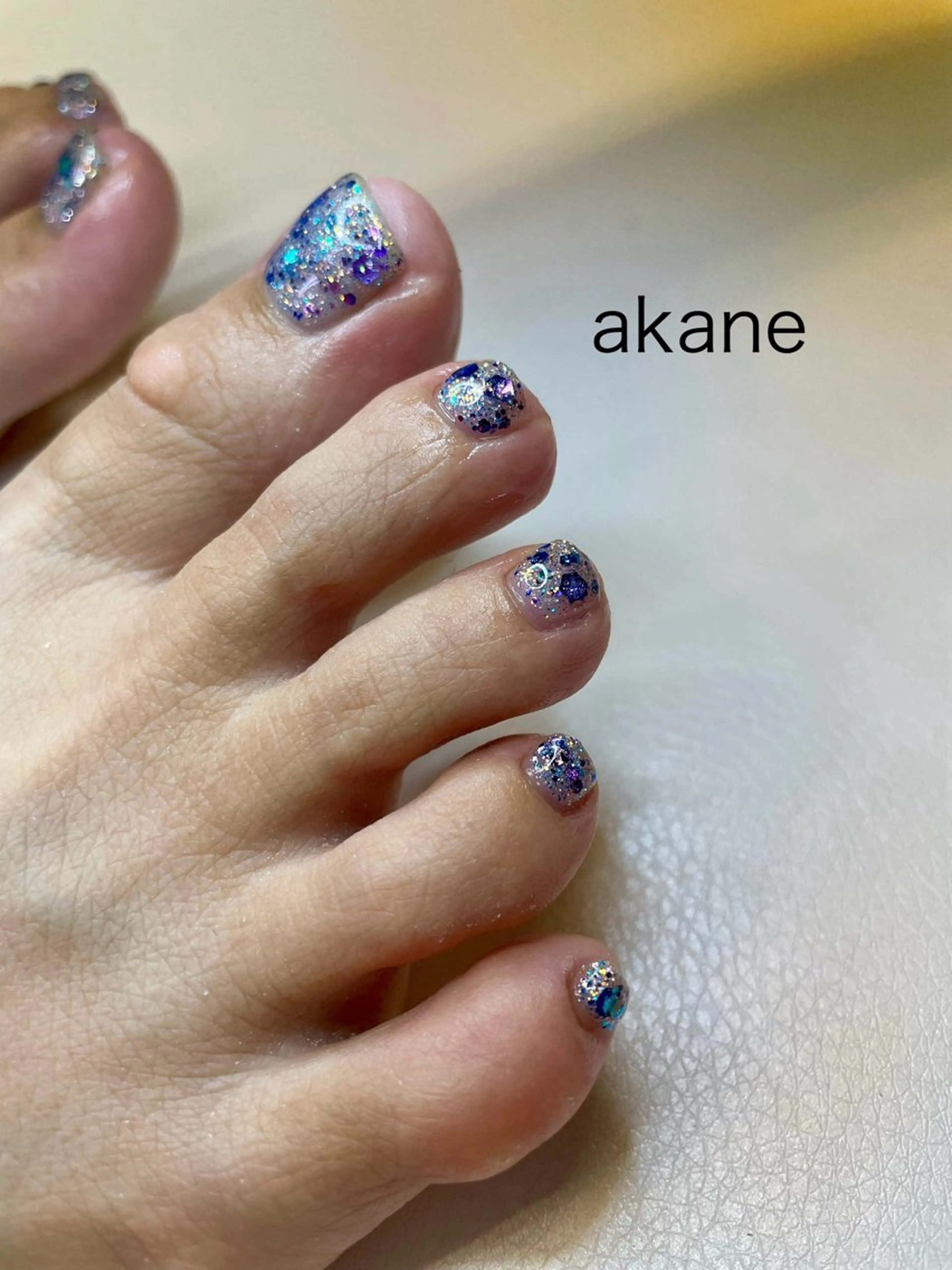 ネイル ラメ(グリッター) フットネイル Angeli⭐︎ AKANEのネイルデザイン