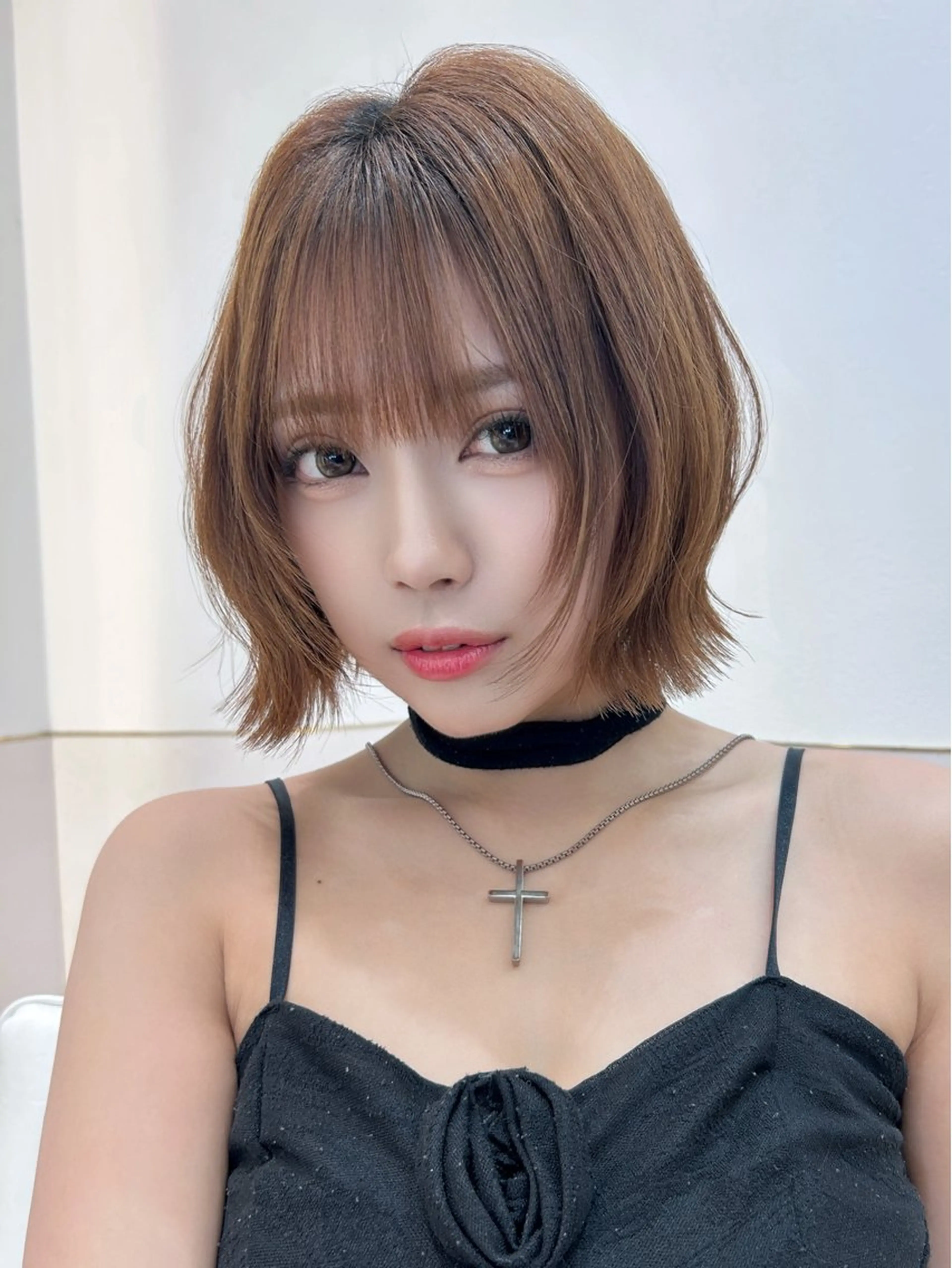 ショート ボブレイヤー ボブ くびれヘア 顔まわりレイヤー 顔周りカット カット ヘアカラー トリートメント ボブ/レイヤーボブ/ 髪質改善/梶川 夏季のヘアスタイル