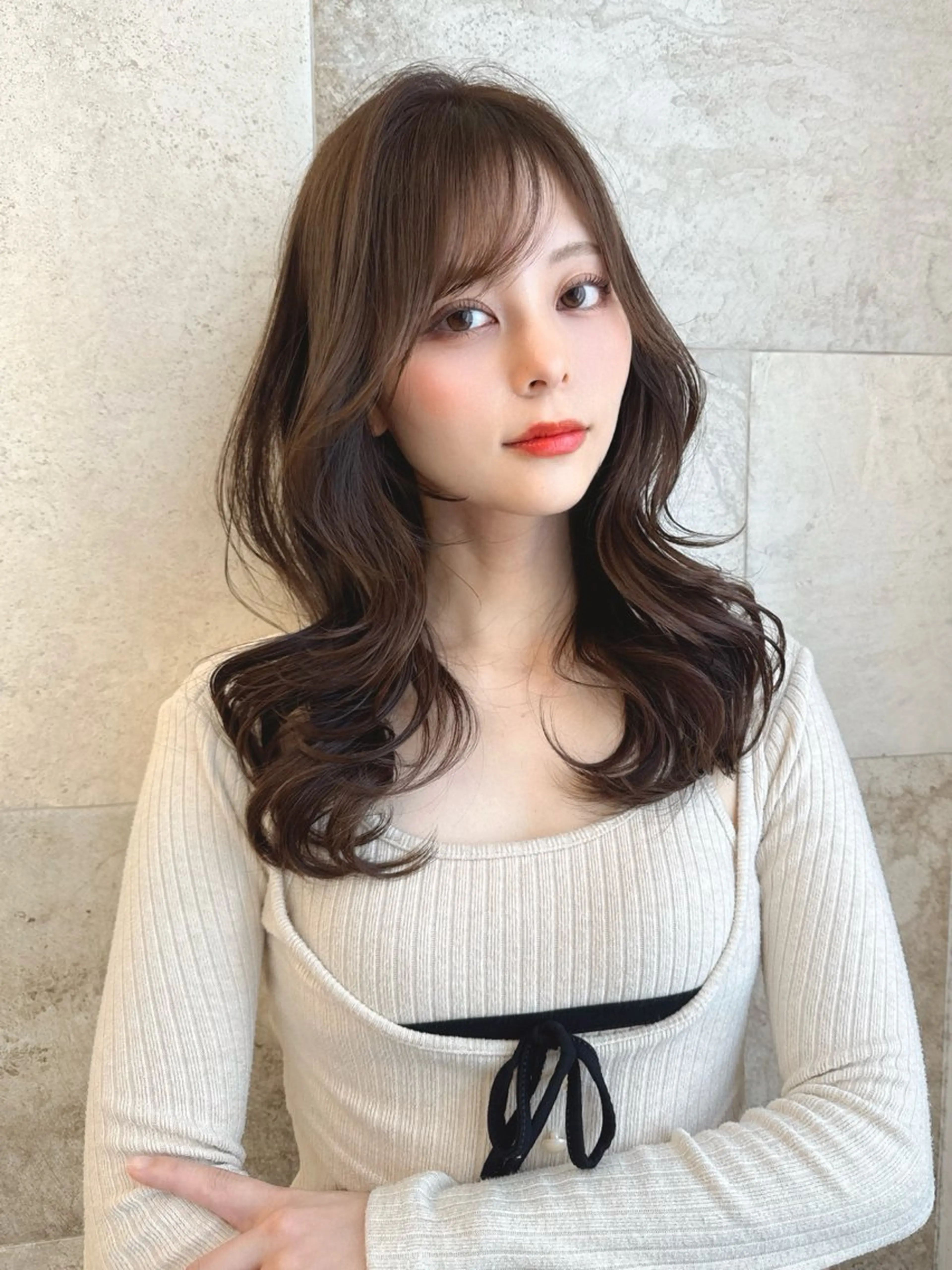 セミロング カラー カット ヘアカラー トリートメント レイヤーカット/ 顔周り 五島巨幹のヘアスタイル