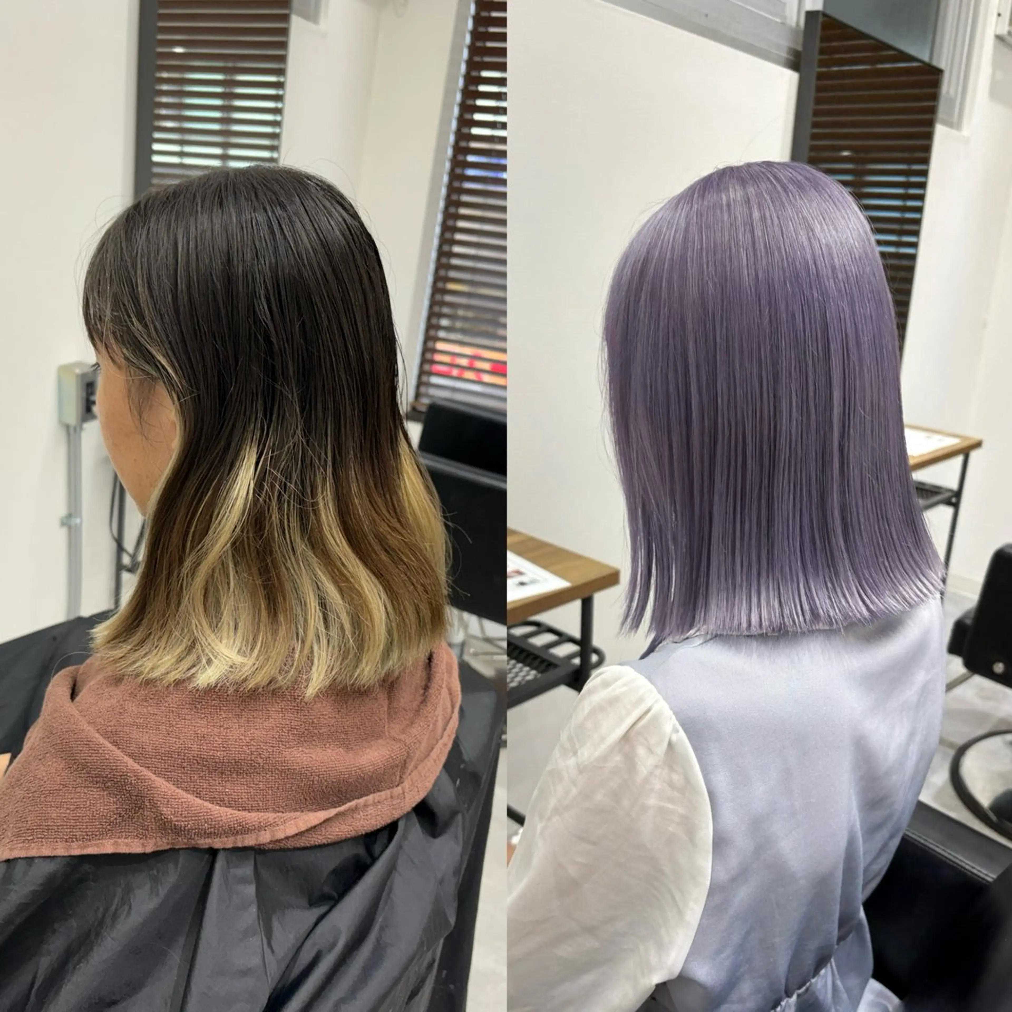 ショート カラー ブリーチ インナーカラー パープルカラー ヘアカラー ENA💗NEXT /ハイトーンエクステのヘアスタイル