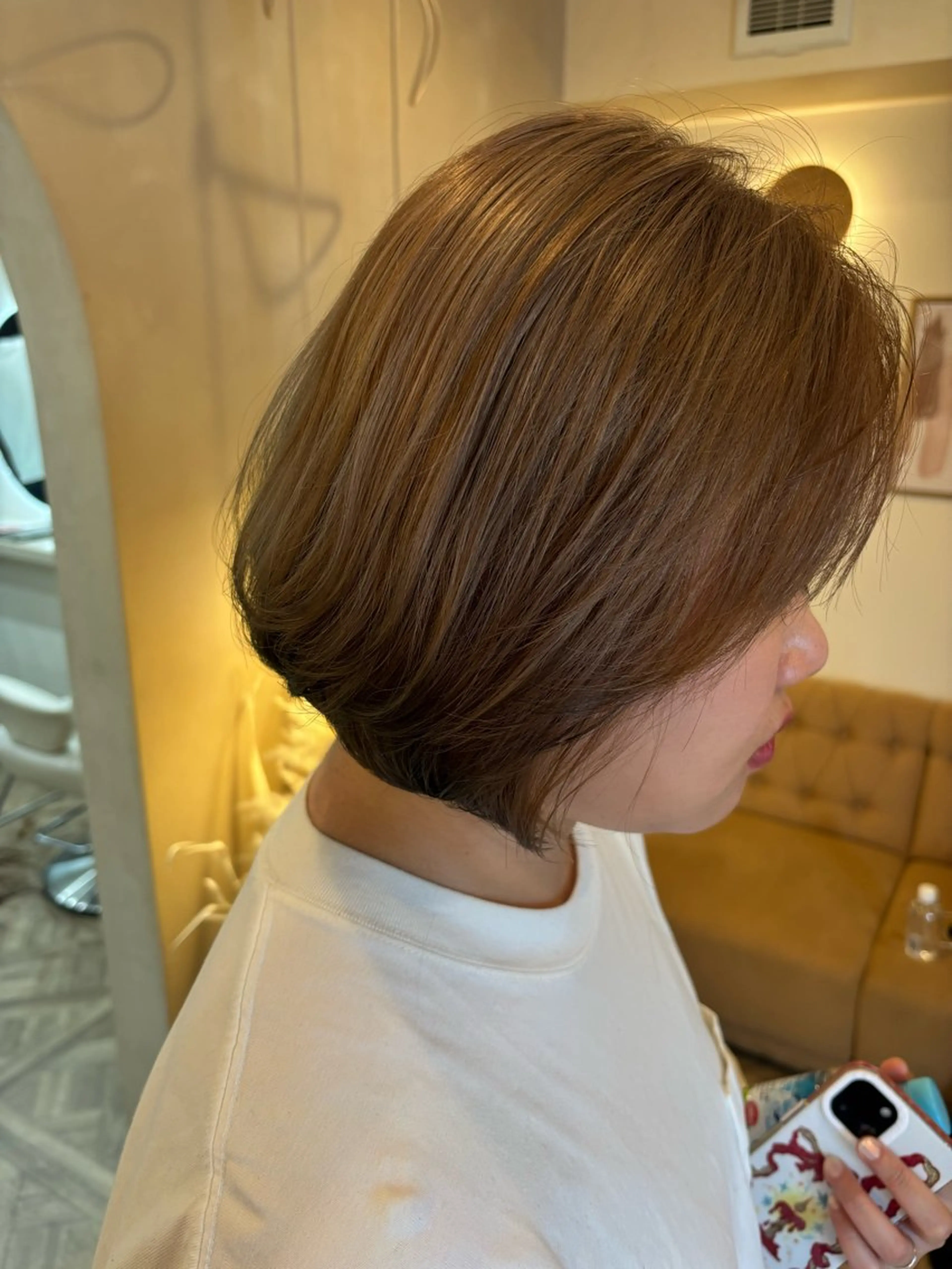 ミディアム カラー ヘアカラー トリートメント ミルクティ/ピンク/ レイヤー/yuriaのヘアスタイル