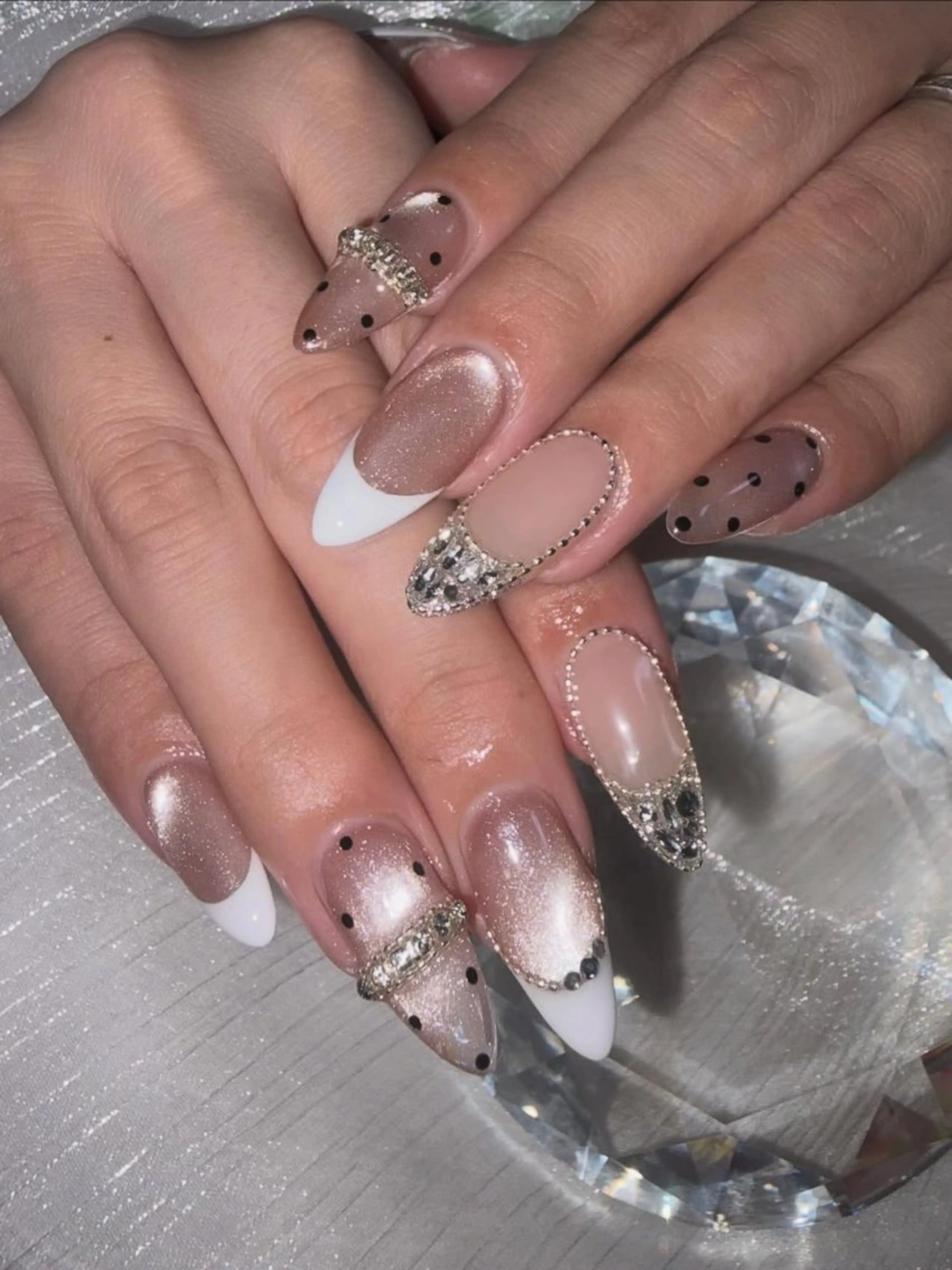 ネイル アートネイル オーロラネイル チークネイル 長さ出し フットネイル ハンドネイル 銀河_ Chan nailsのネイルデザイン