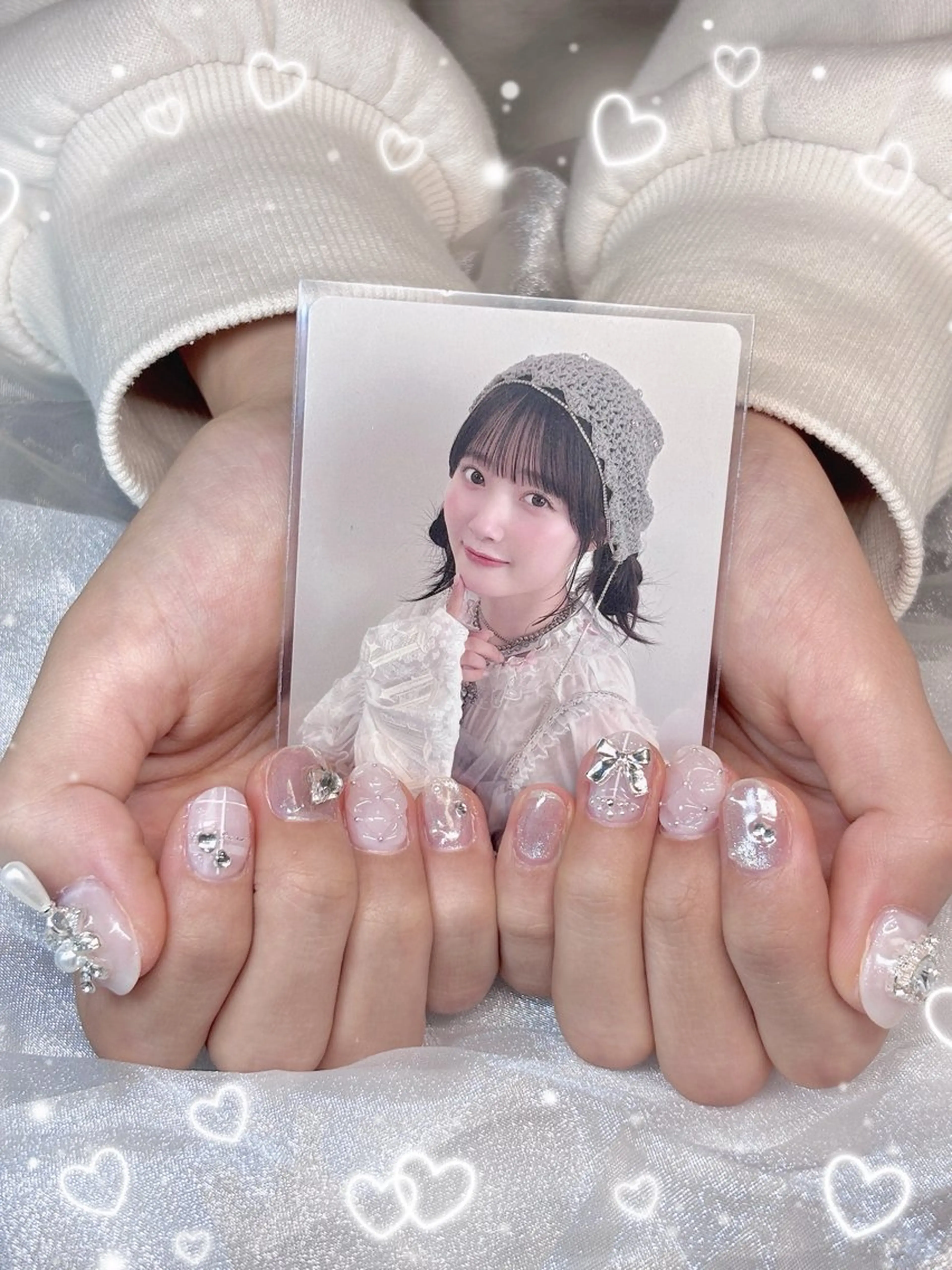 ネイル ガーリー ホワイト Millé nail(ミレネイル)所属・Millé nail /MIKUのネイルデザイン