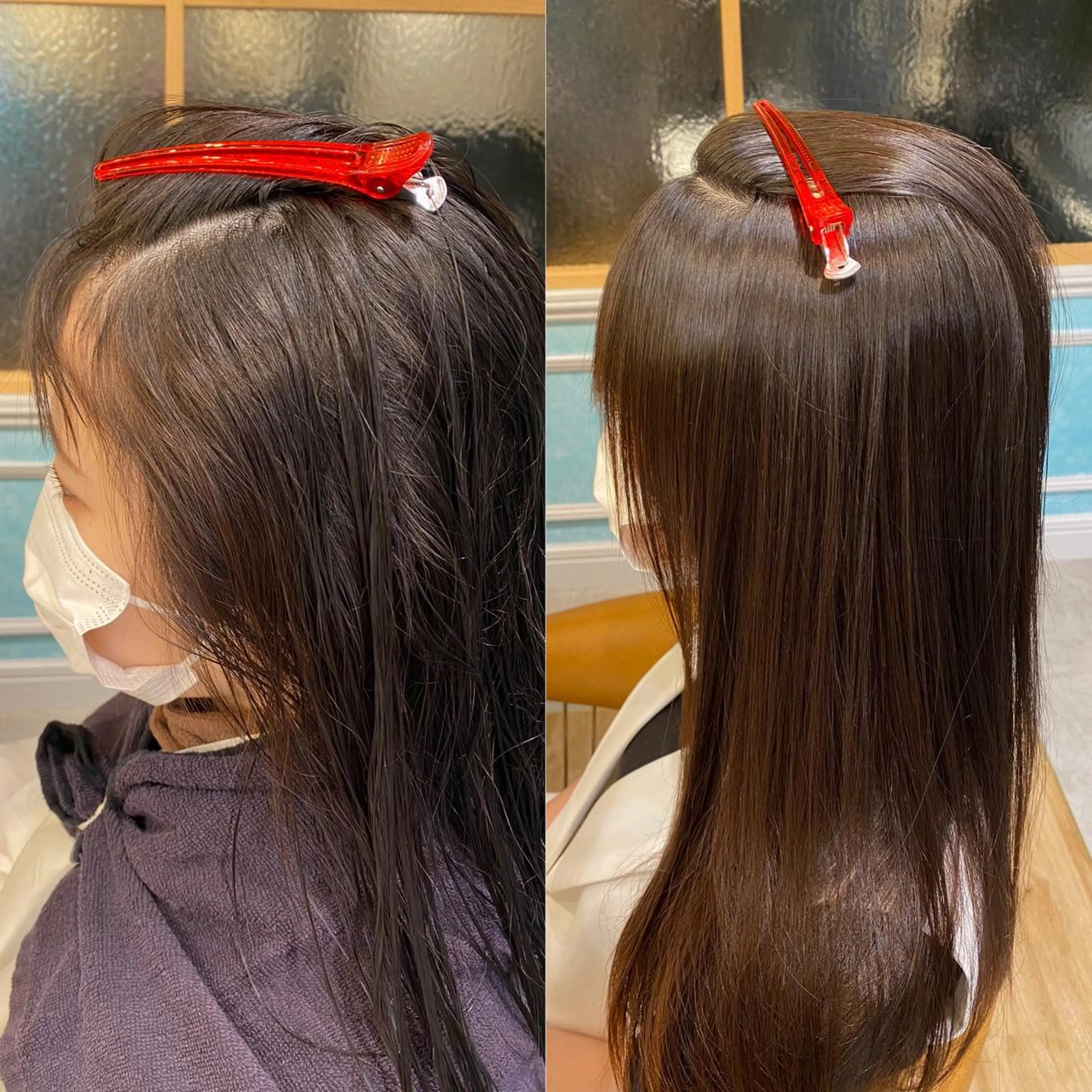 セミロング 縮毛矯正 カット ヘアカラー 縮毛矯正 トリートメント 山本翔一郎 韓国顔周りレイヤーのヘアスタイル