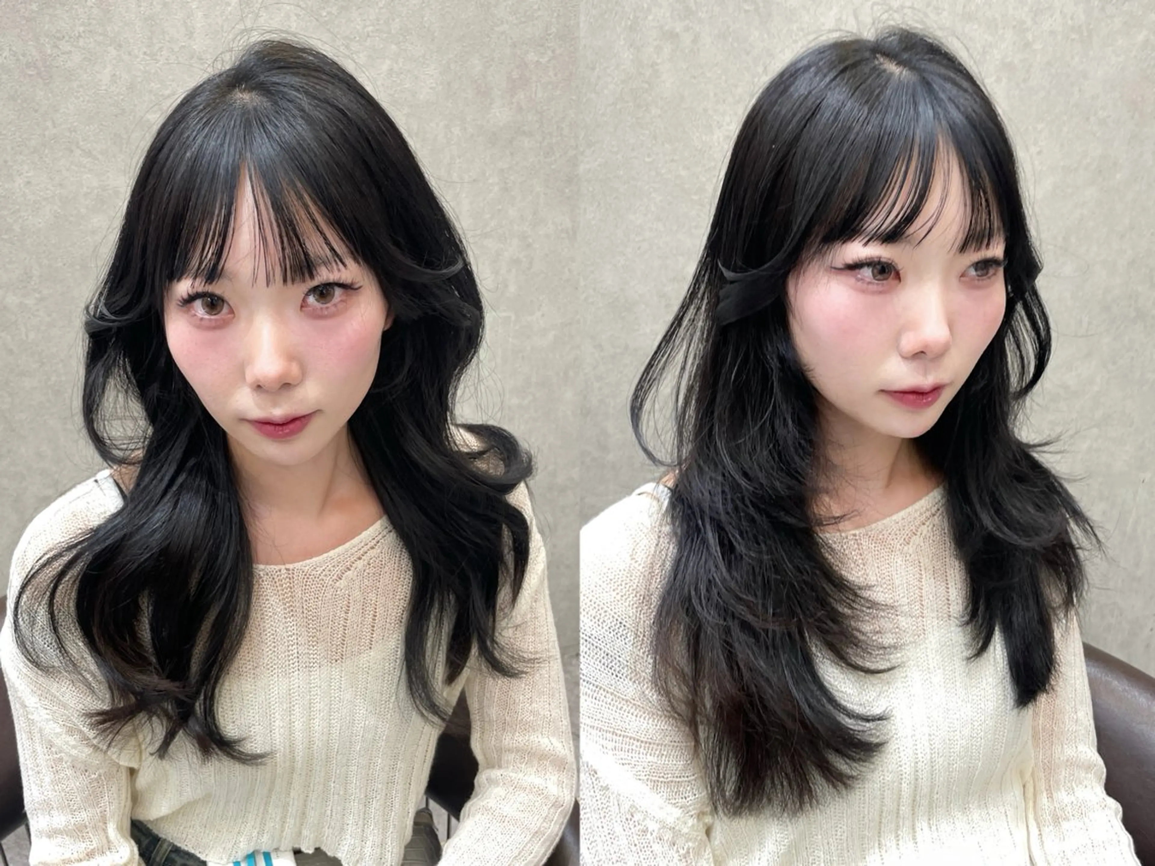 セミロング カット ヘアカラー MOE 福岡韓国ヘア✧︎のヘアスタイル