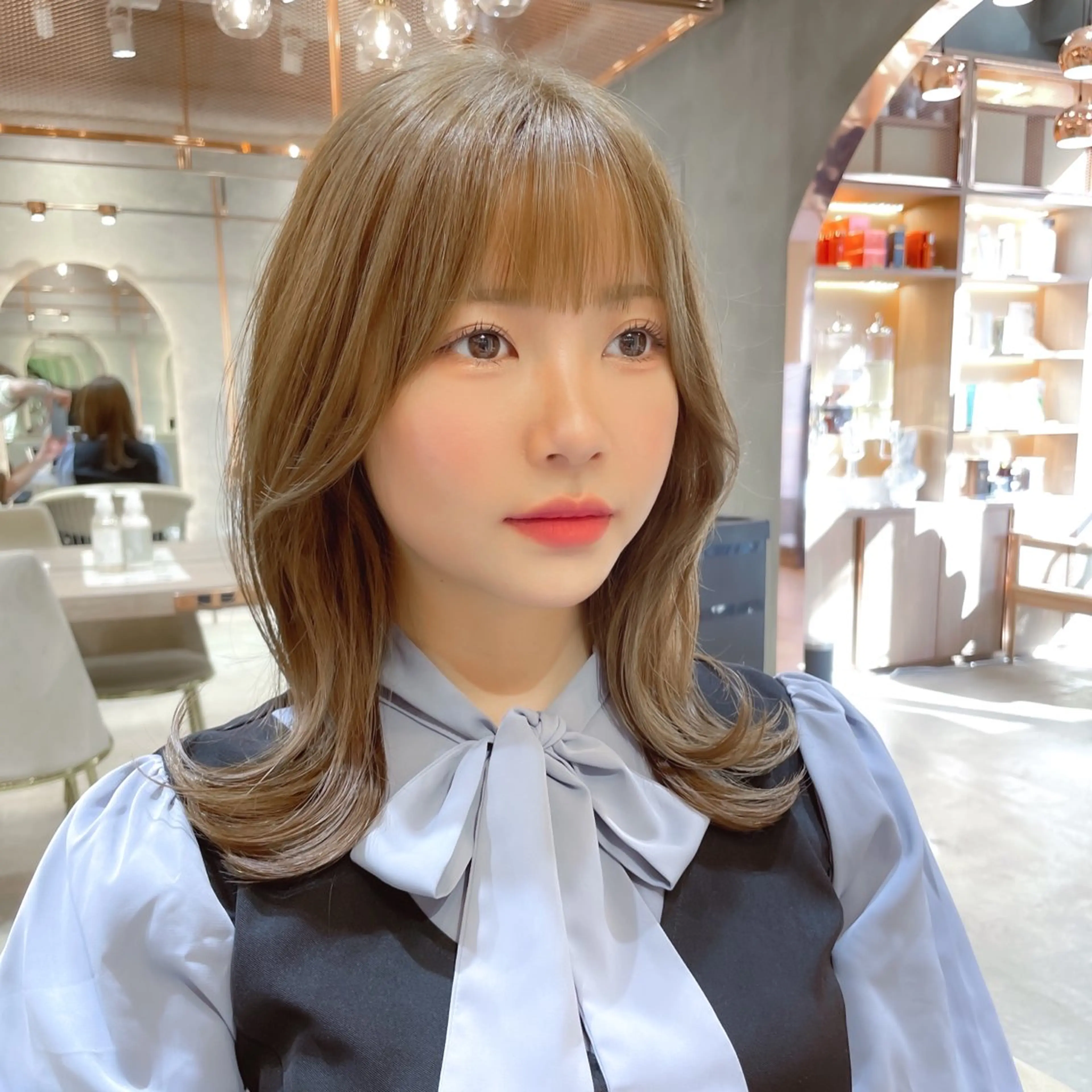 ミディアム カット ヘアカラー 縮毛矯正 トリートメント レイヤー/韓国ヘア 縮毛矯正🫧鈴木颯のヘアスタイル