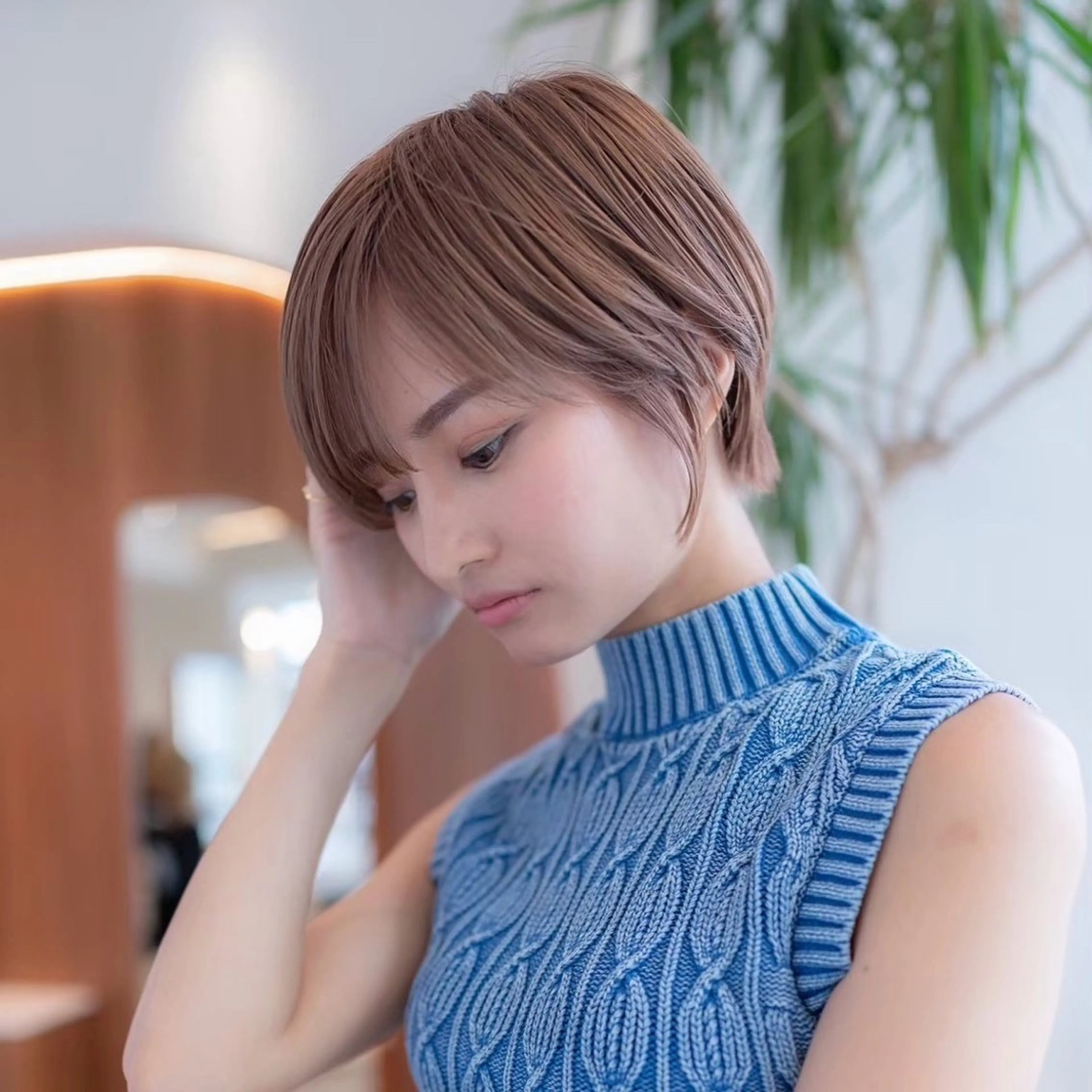 ショート カラー ショートボブ 丸みショート イルミナカラー ボブ 髪質改善 カット ヘアカラー トリートメント 渋谷ボブ/レイヤー ボブ田中航平のヘアスタイル