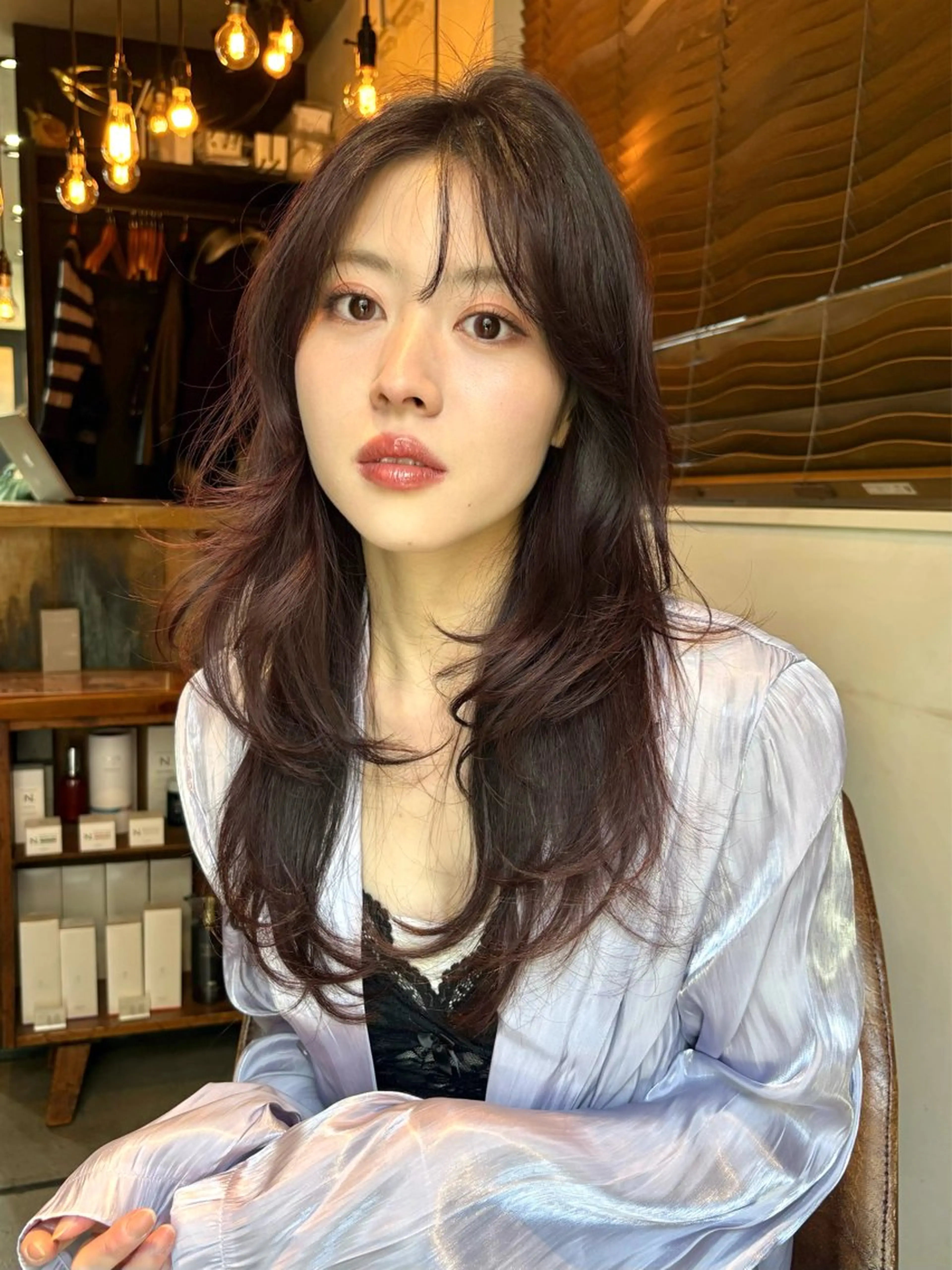 セミロング カラー パーマ カット ヘアカラー レイヤー/透明感/ ブリーチなし/わかなのヘアスタイル