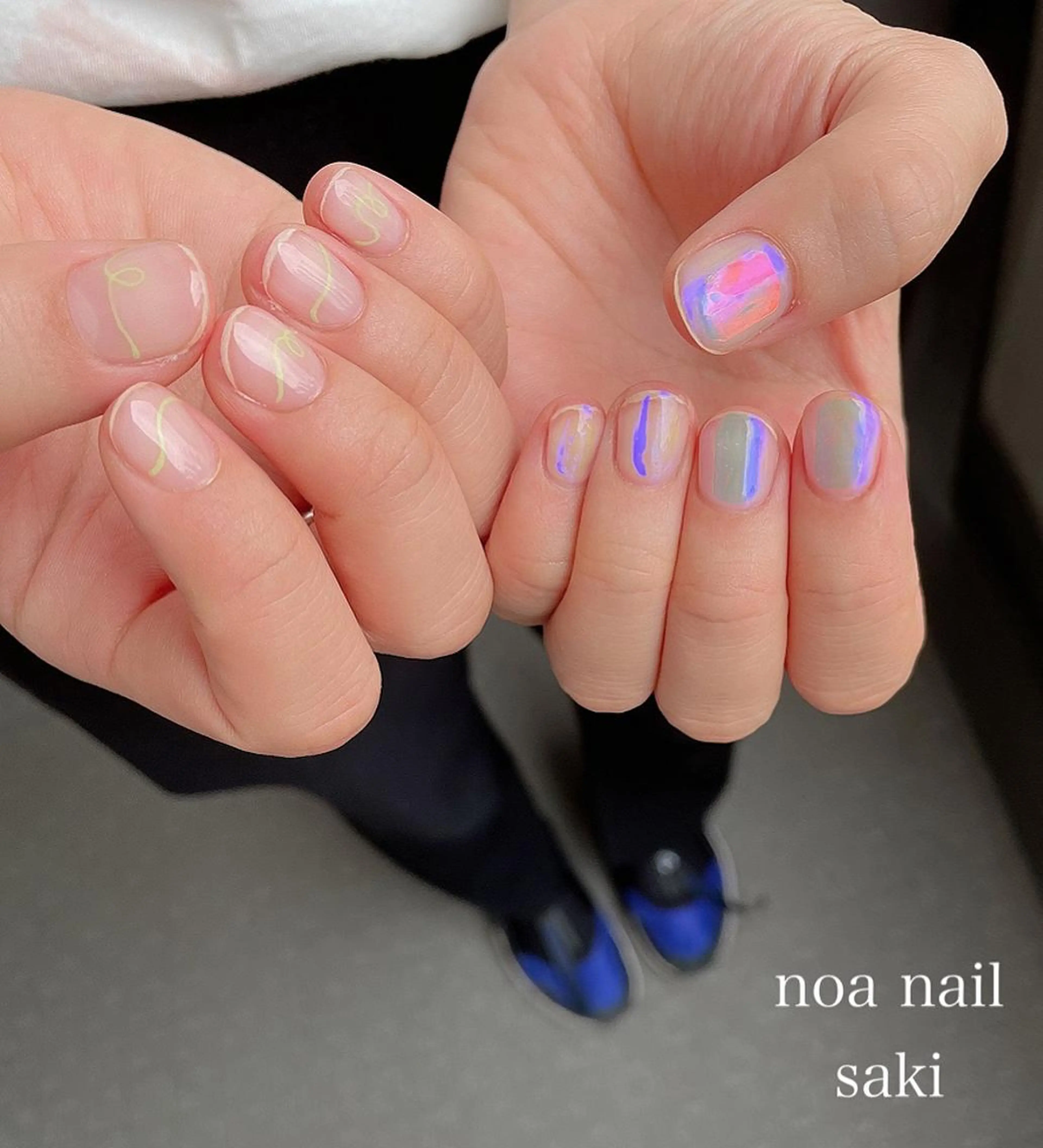 ネイル アートネイル オーロラネイル ジェルネイル 氷ネイル・うるうるネイル ミラーネイル nailsalon noa所属・nailist sakiのネイルデザイン