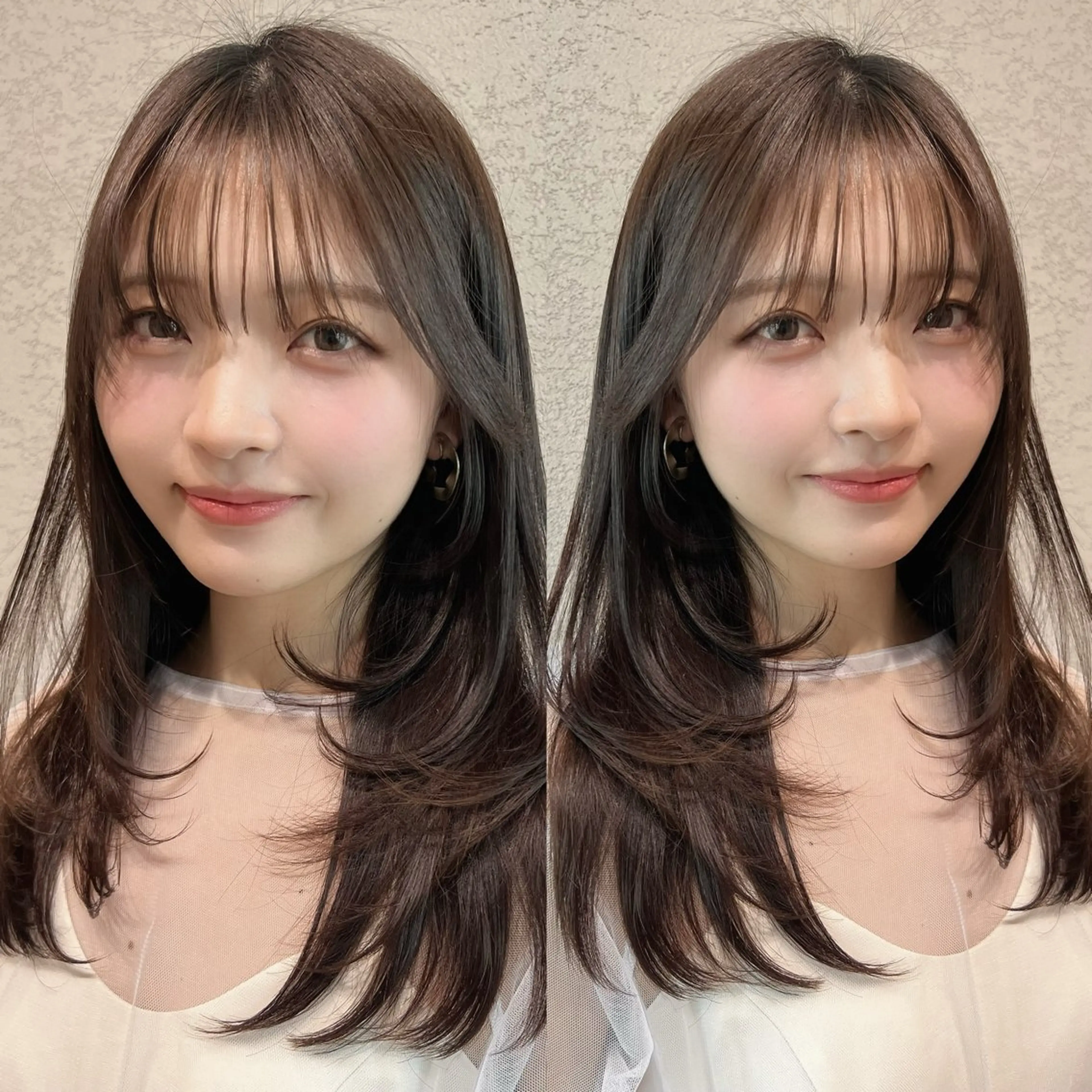 ミディアム カラー 似合わせカット カット ヘアカラー トリートメント レイヤー/髪質改善 Lond ambreのヘアスタイル