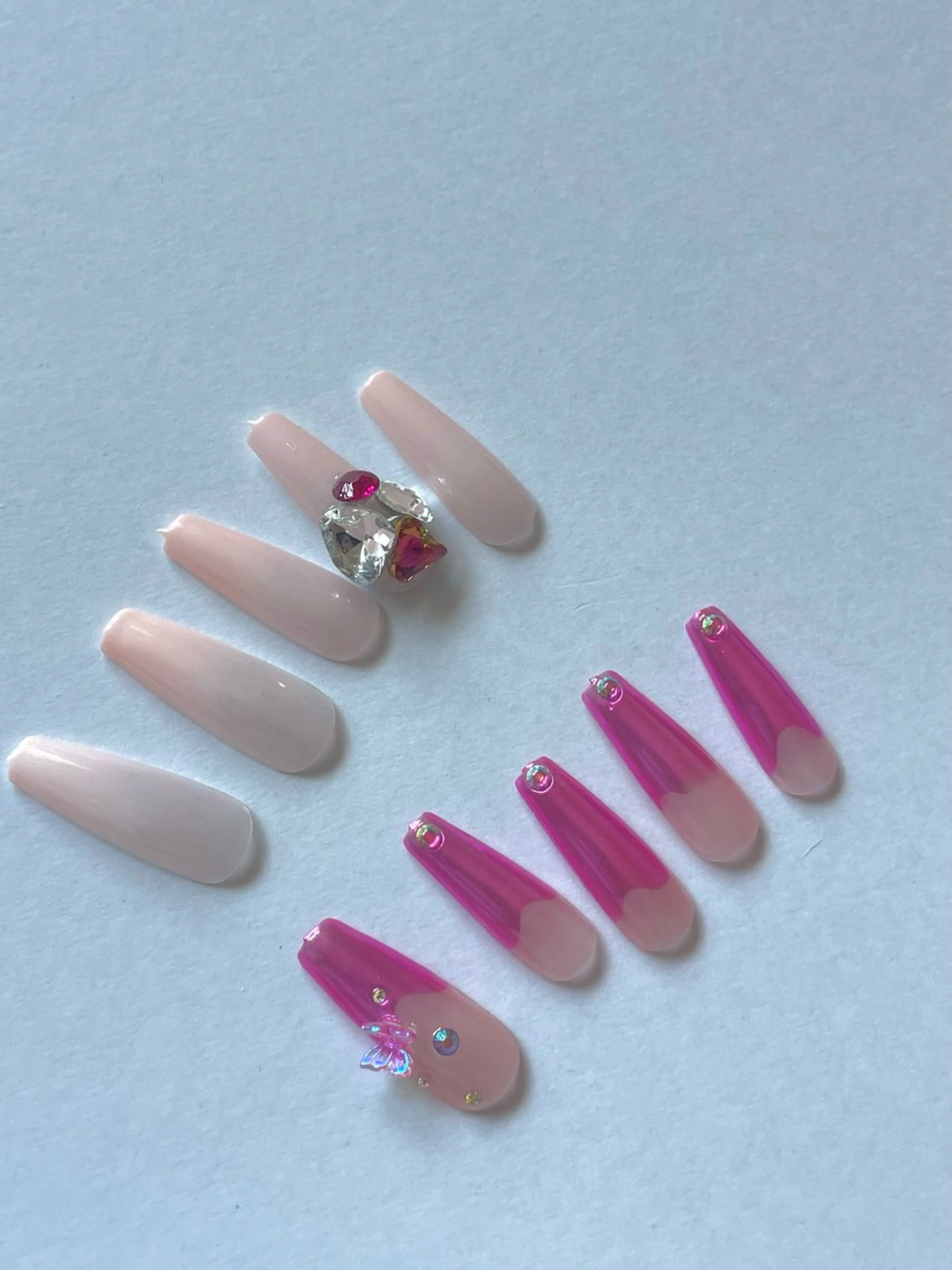 ネイル フレンチネイル グラデーション ハート ミラーネイル ニュアンスネイル Ri-e's nailのネイルデザイン