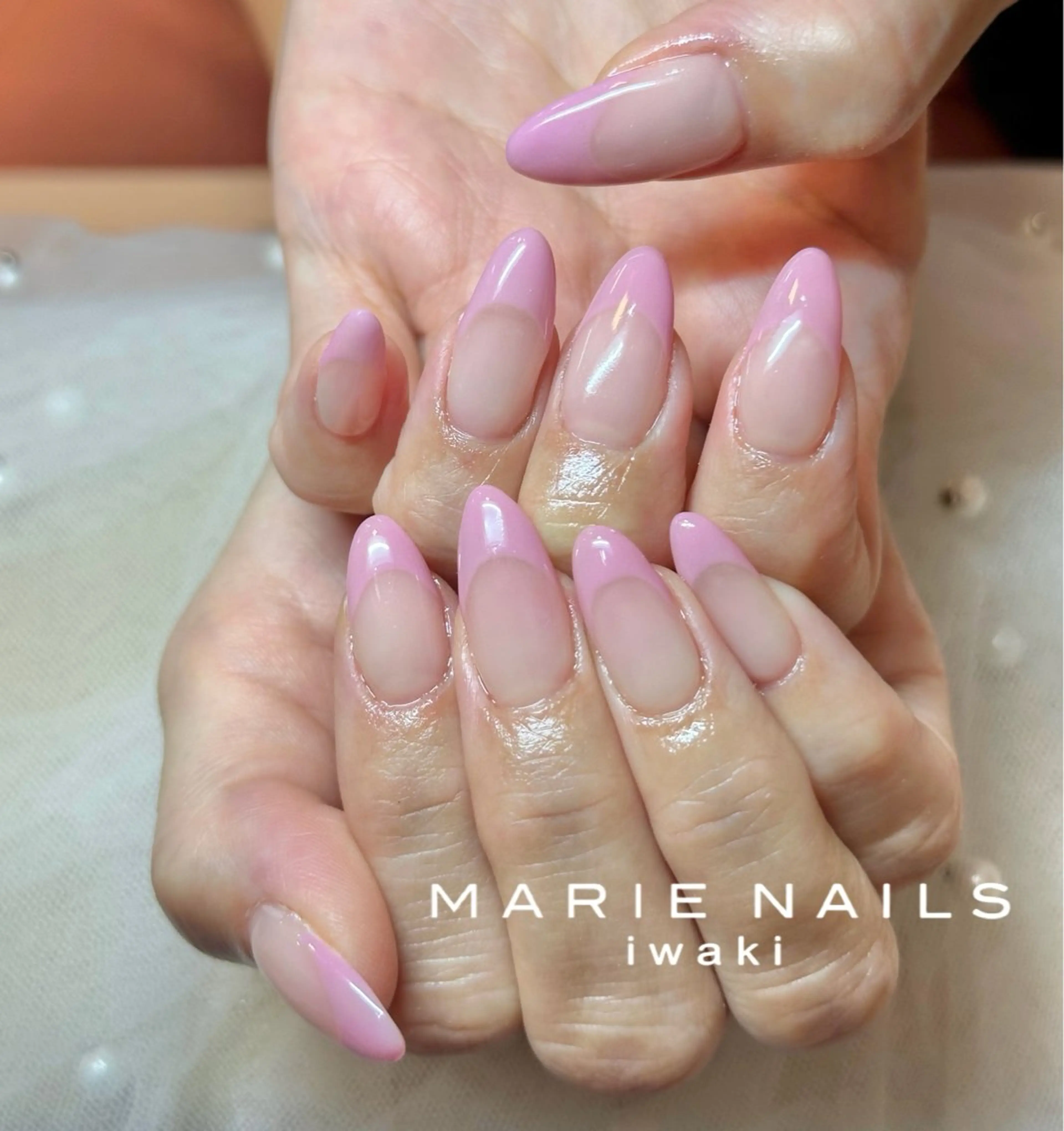 ネイル フレンチネイル ピンク MARIENAILS owadaのネイルデザイン