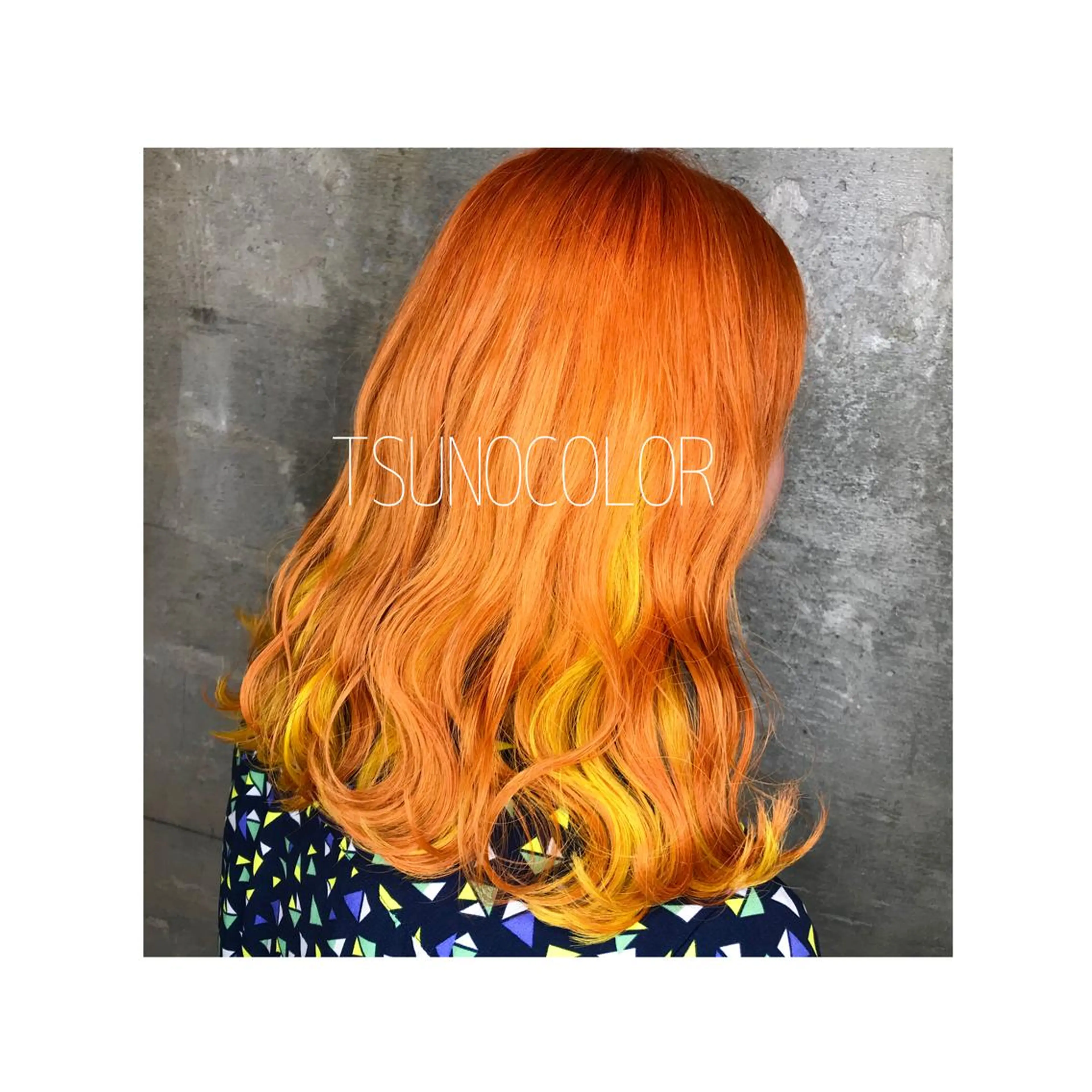 ミディアム カラー オレンジ イエローカラー GARU-ガル-所属・TSUNO🦖 派手髪/オタク美容師のヘアスタイル
